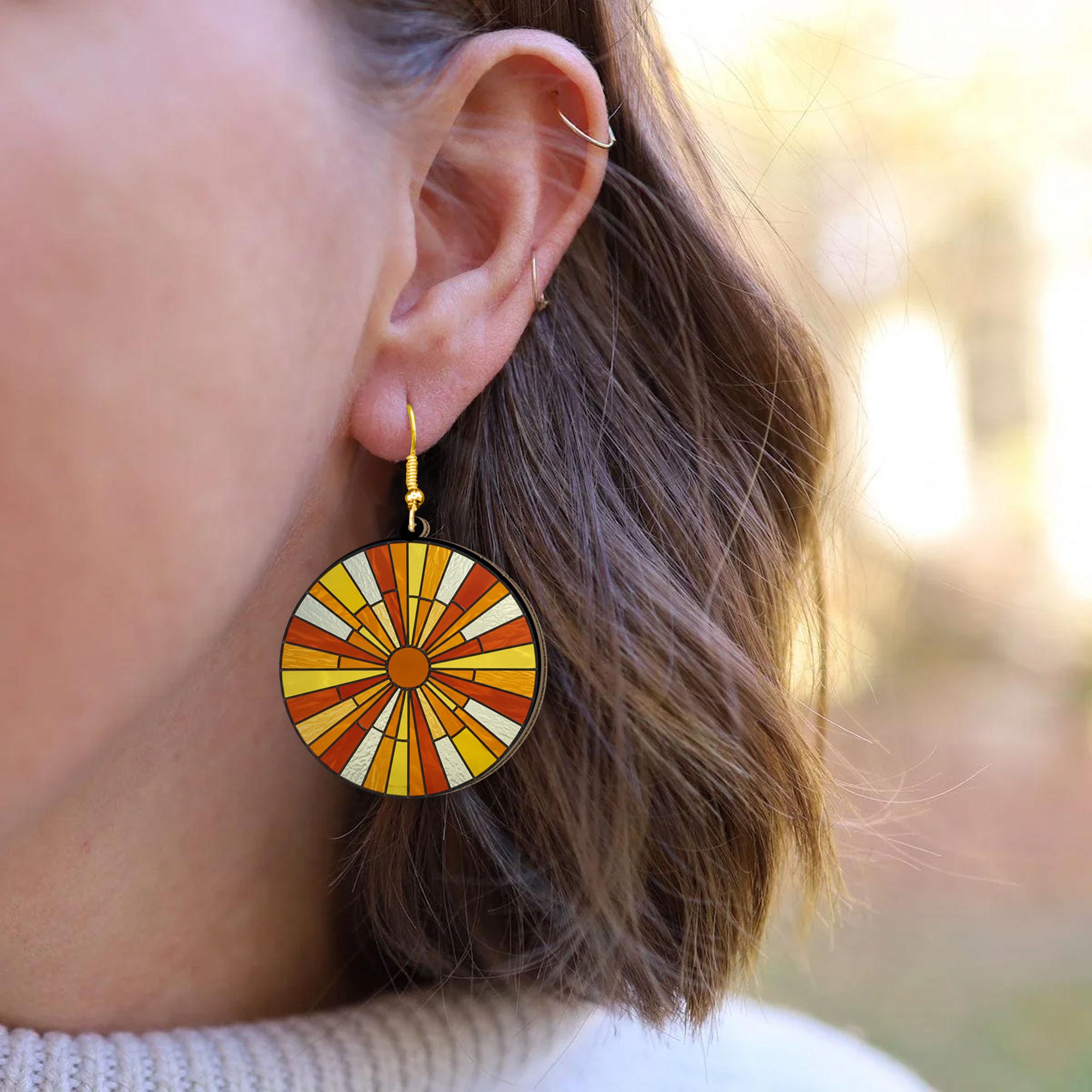Sunburst Earrings – Gold Sun Statement Jewelry – Celestial Boho Earrings – Radiant Gift for Her – Summer Festival Accessories
