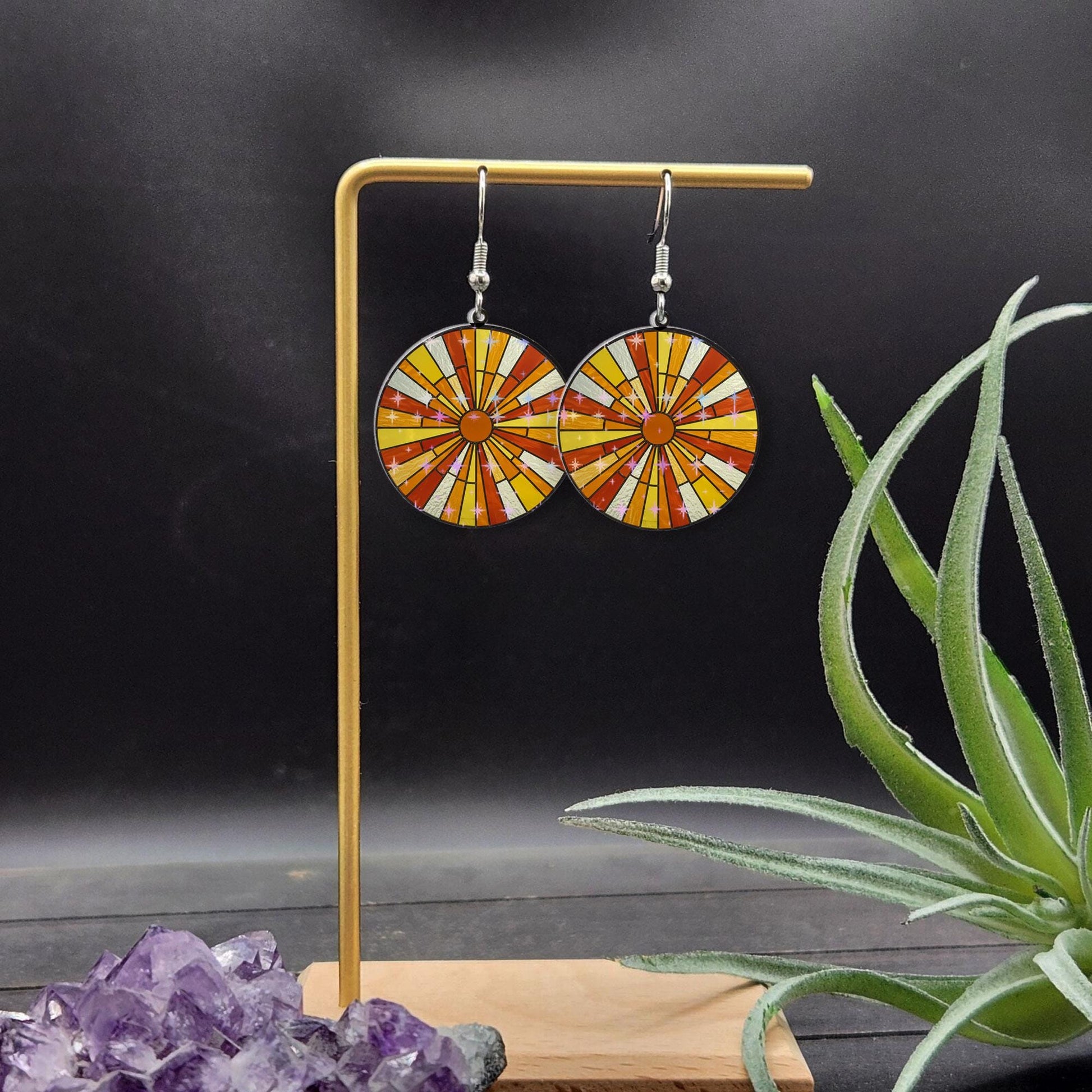 Sunburst Earrings – Gold Sun Statement Jewelry – Celestial Boho Earrings – Radiant Gift for Her – Summer Festival Accessories