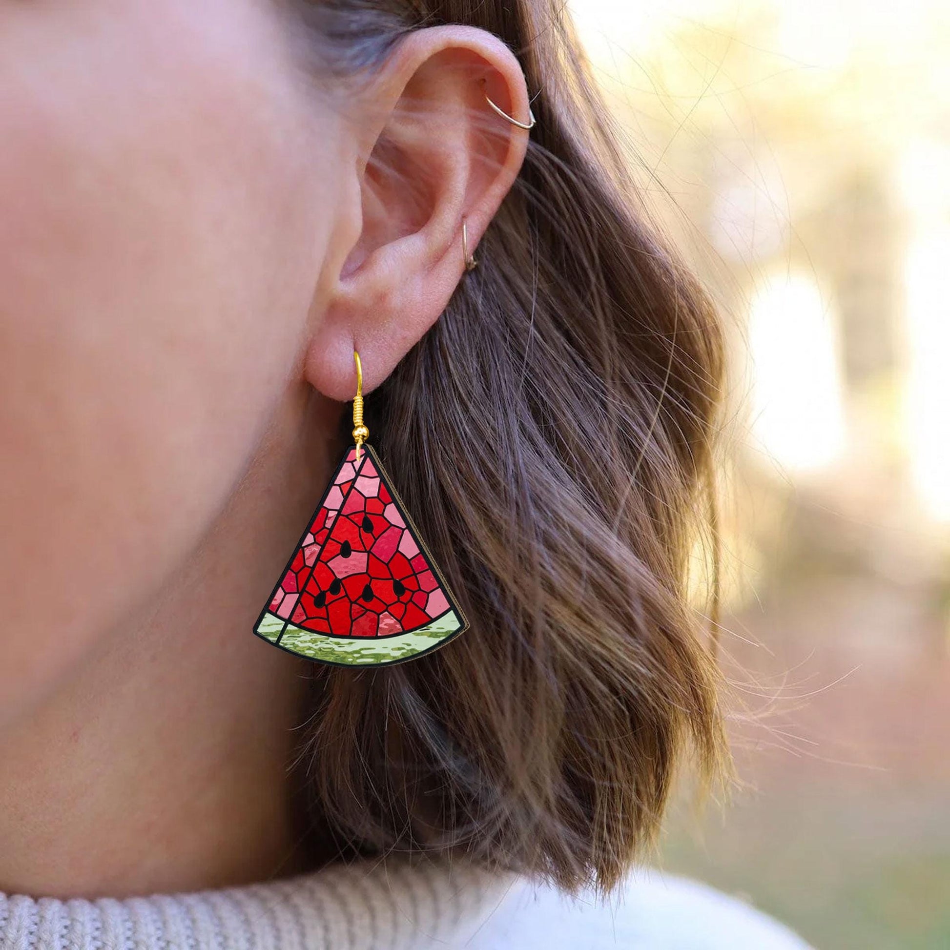 Watermelon Earrings – Fun Fruit Jewelry for Summer – Cute Gift for Her – Kawaii Food Earrings – Handmade Statement Accessory