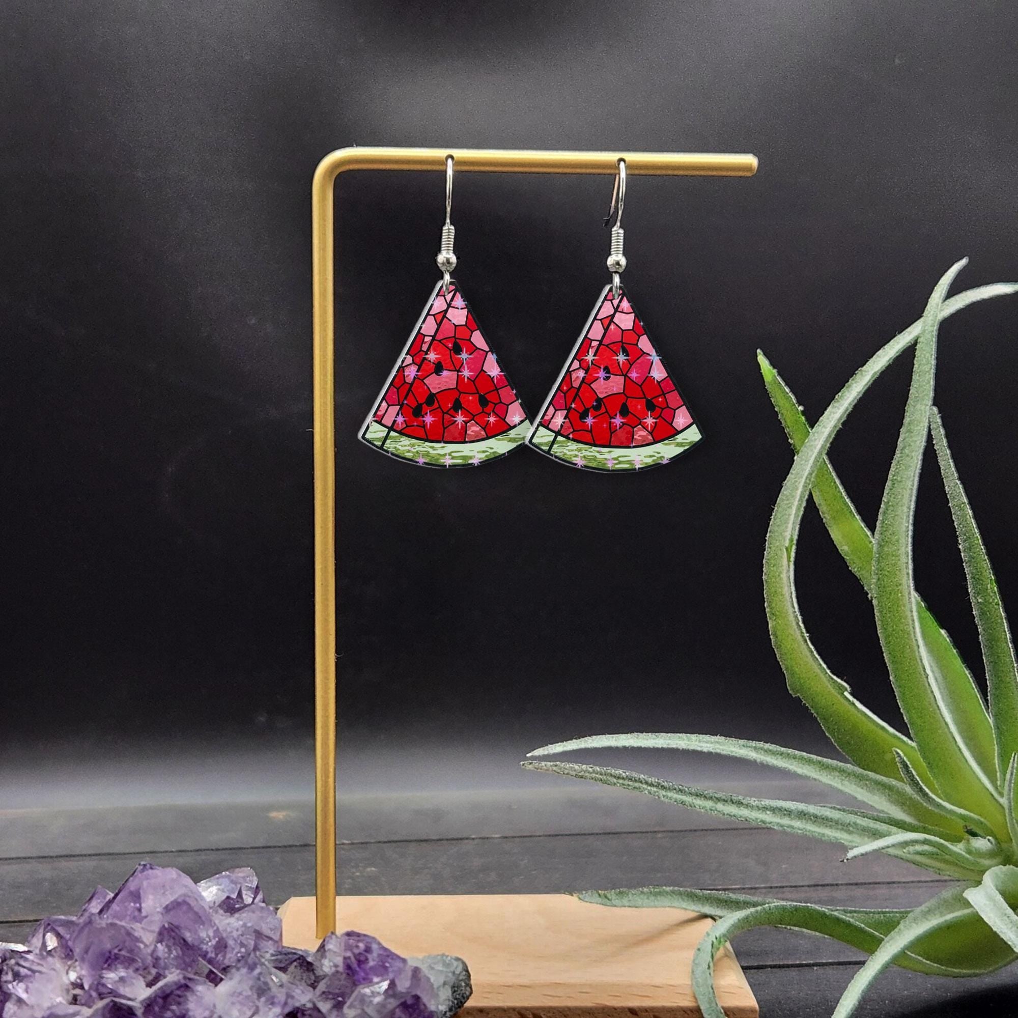 Watermelon Earrings – Fun Fruit Jewelry for Summer – Cute Gift for Her – Kawaii Food Earrings – Handmade Statement Accessory
