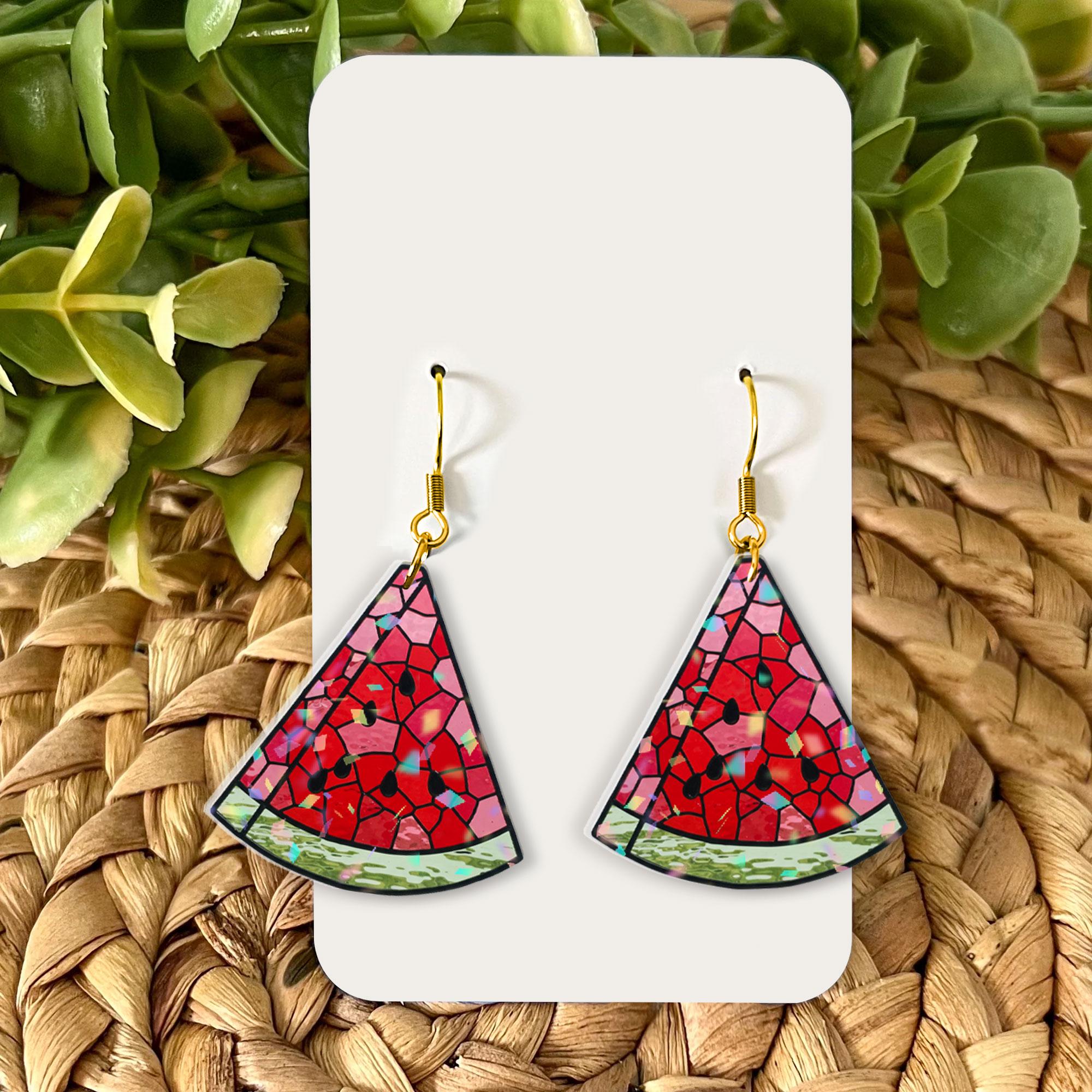 Watermelon Earrings – Fun Fruit Jewelry for Summer – Cute Gift for Her – Kawaii Food Earrings – Handmade Statement Accessory