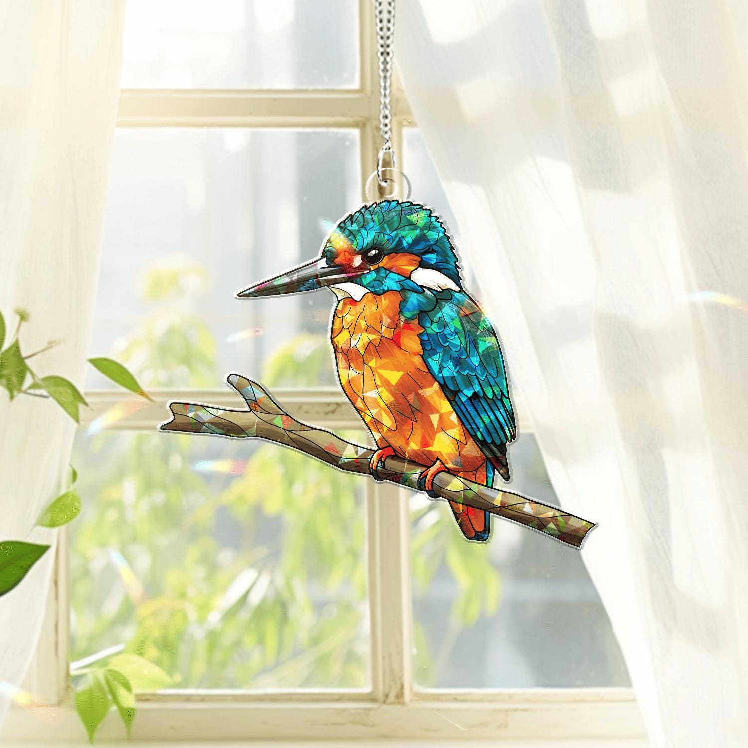Kingfisher Acrylic Window Hanging – Nature Lovers, Gift for Birdwatchers – Nature Lovers, Garden Home Decor Gift, Bird Lover, Gift For Mom