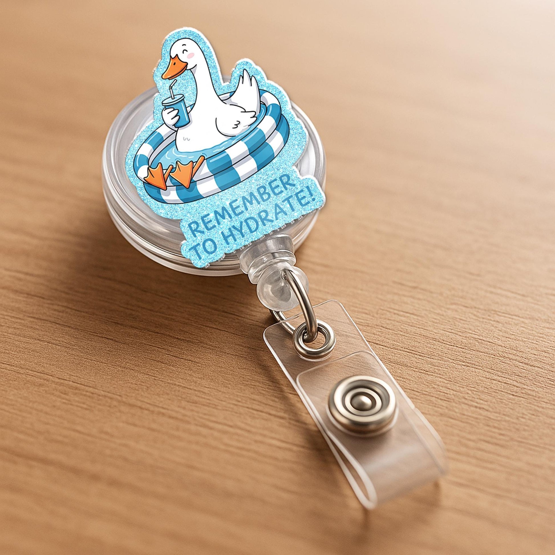 Remember to Hydrate Silly Goose Badge Reel – Funny Nurse ID Holder, Nurse Badge Clip, Cute Hydration Reminder Work Accessory