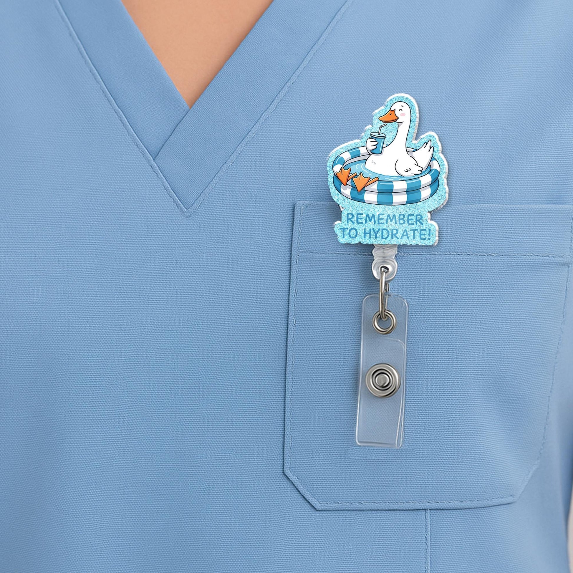 Remember to Hydrate Silly Goose Badge Reel – Funny Nurse ID Holder, Nurse Badge Clip, Cute Hydration Reminder Work Accessory