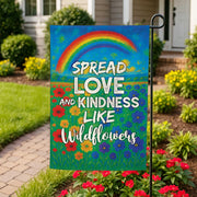 Rainbow Garden Flag Spread Love Kindness Wildflowers | LGBTQ Pride Yard Sign | Pride Month Decor | Equality Yard Sign Wildflowers Flag
