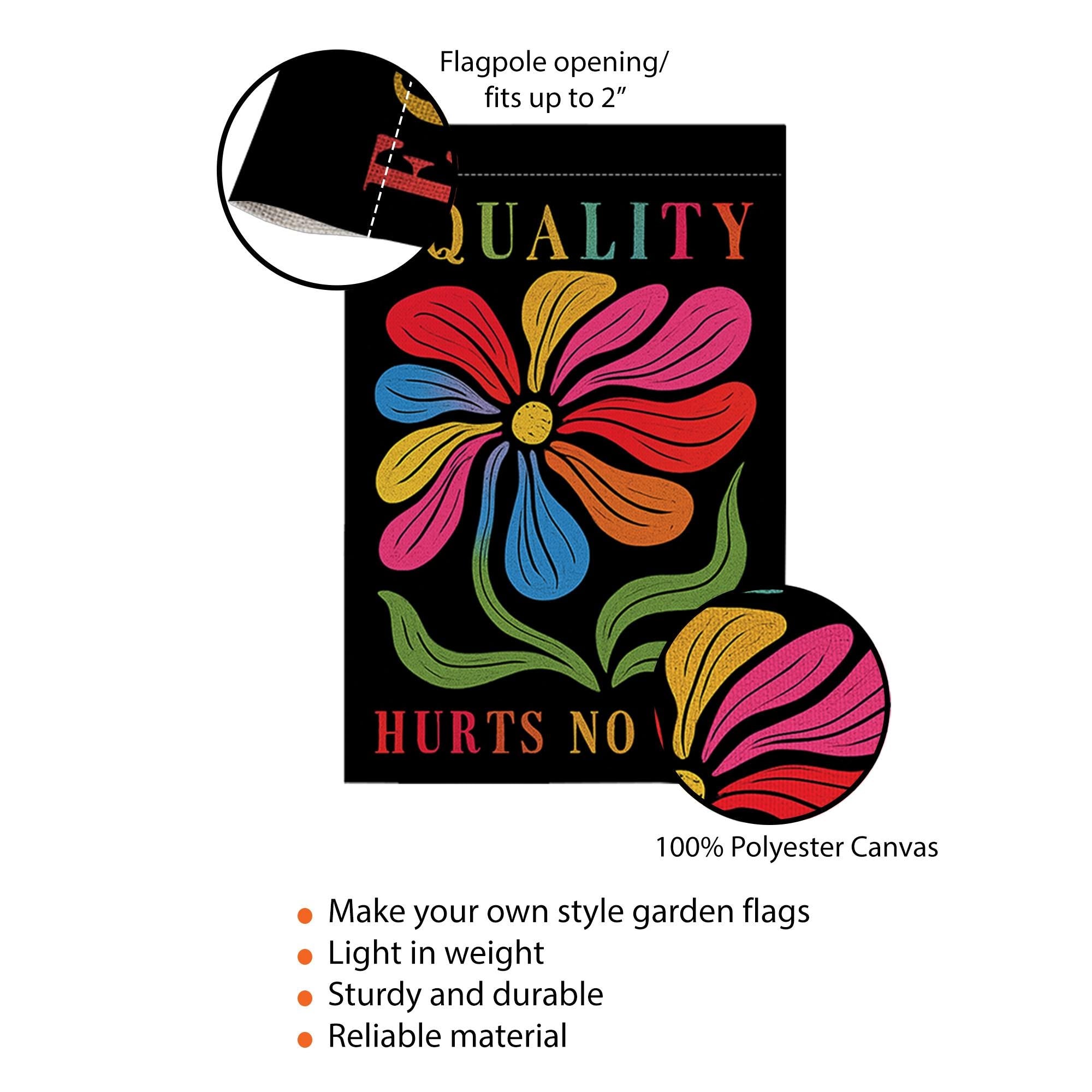 Equality Hurts No One Garden Flag – Colorful LGBTQ Outdoor Yard Decor – Pride Flower Banner – Inclusive Civil Rights Flag