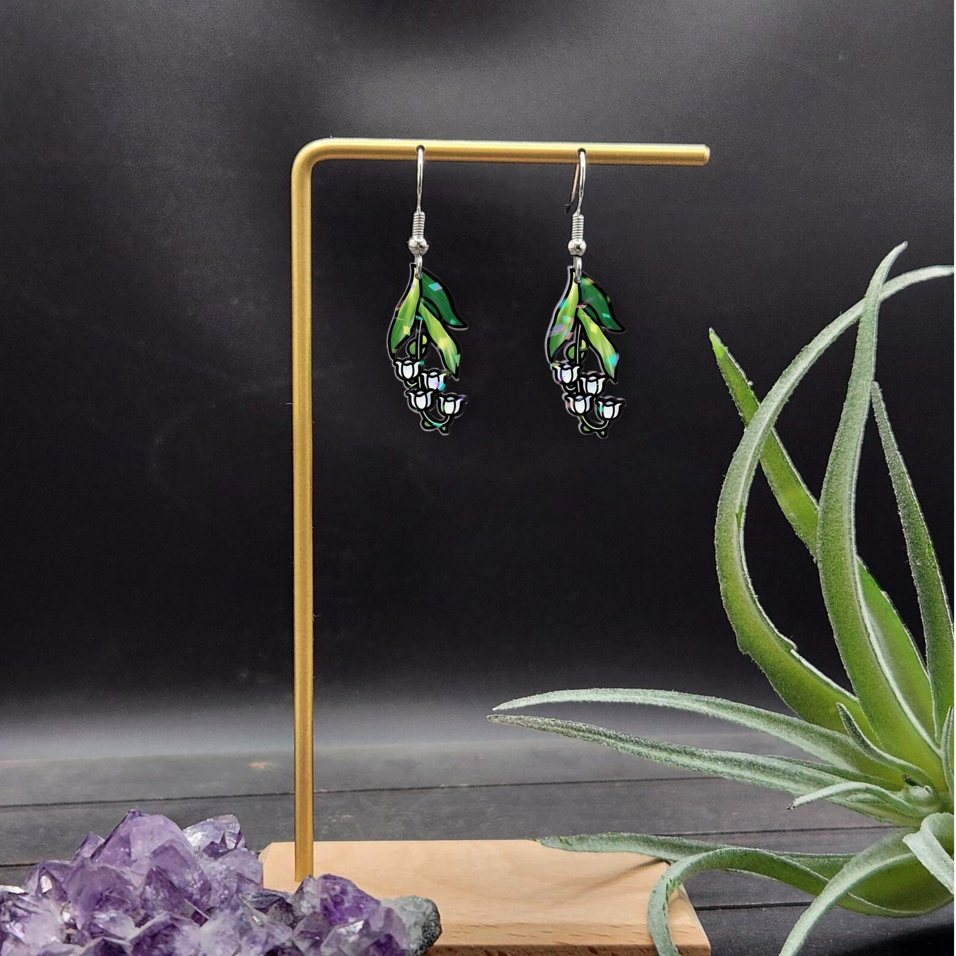 Lily of the Valley Earrings – Botanical Flower Dangle Jewelry, Nature-Inspired Spring Gift for Her, Minimalist Floral Accessories