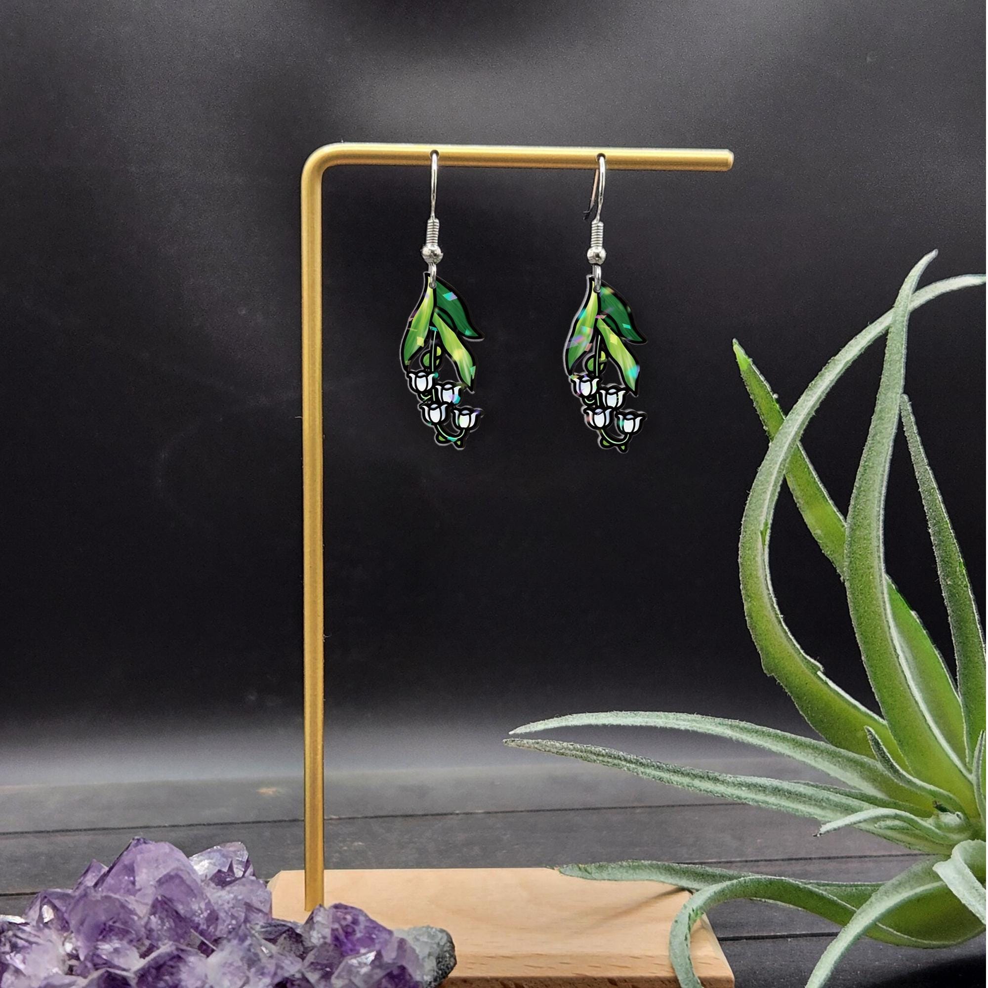 Lily of the Valley Earrings – Botanical Flower Dangle Jewelry, Nature-Inspired Spring Gift for Her, Minimalist Floral Accessories
