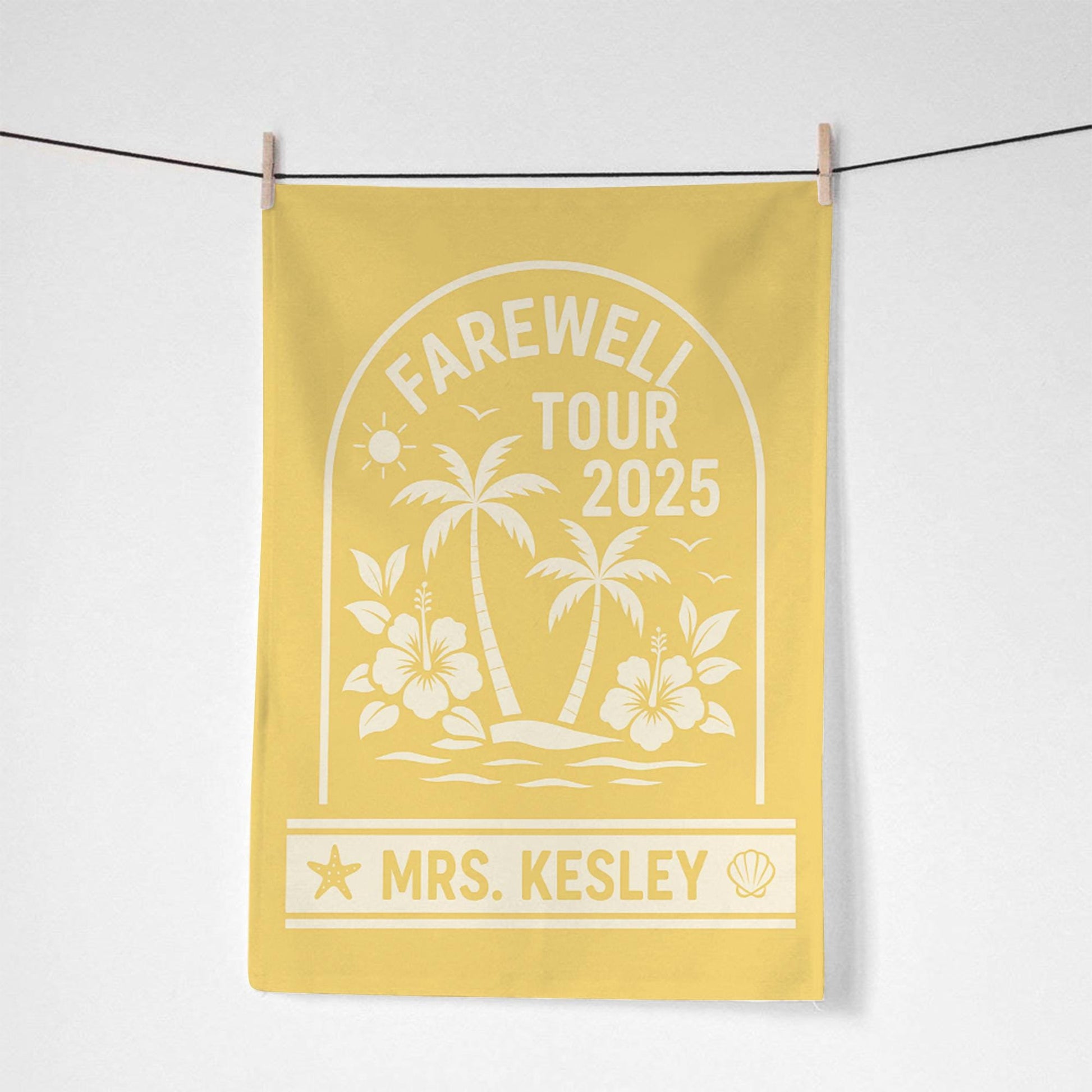Farewell Tour 2025 Beach Towel – Personalized Retirement Gift for Women, Custom Name Vacation Towel, Teacher or Coworker Send-Off