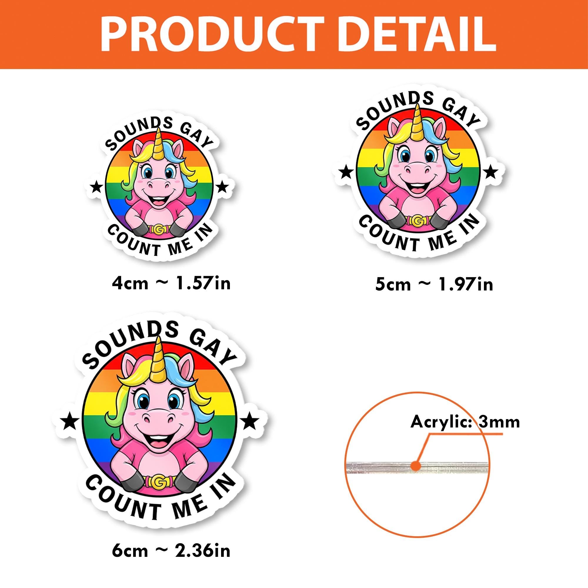 Sounds Gay Count Me In Unicorn Badge Reel, Rainbow LGBTQ+ Pride Flag ID Holder, Cute Funny Retractable Clip Nurse, Teacher, Queer Ally Gift