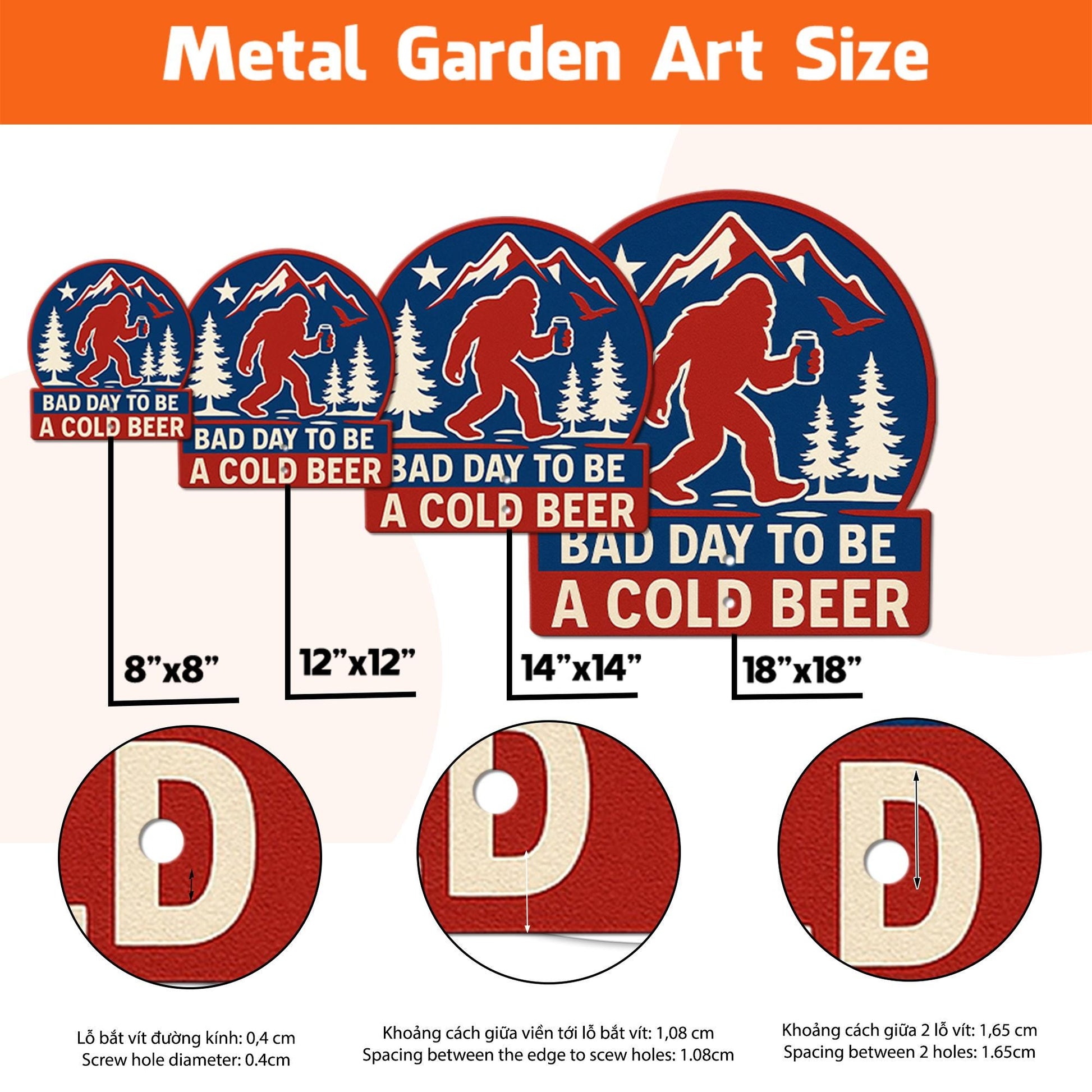 Funny Bigfoot Metal Garden Sign, "Bad Day To Be A Cold Beer" Sasquatch Yard Art, Humorous Outdoor Decor for Patio, Beer Lover Gift Idea