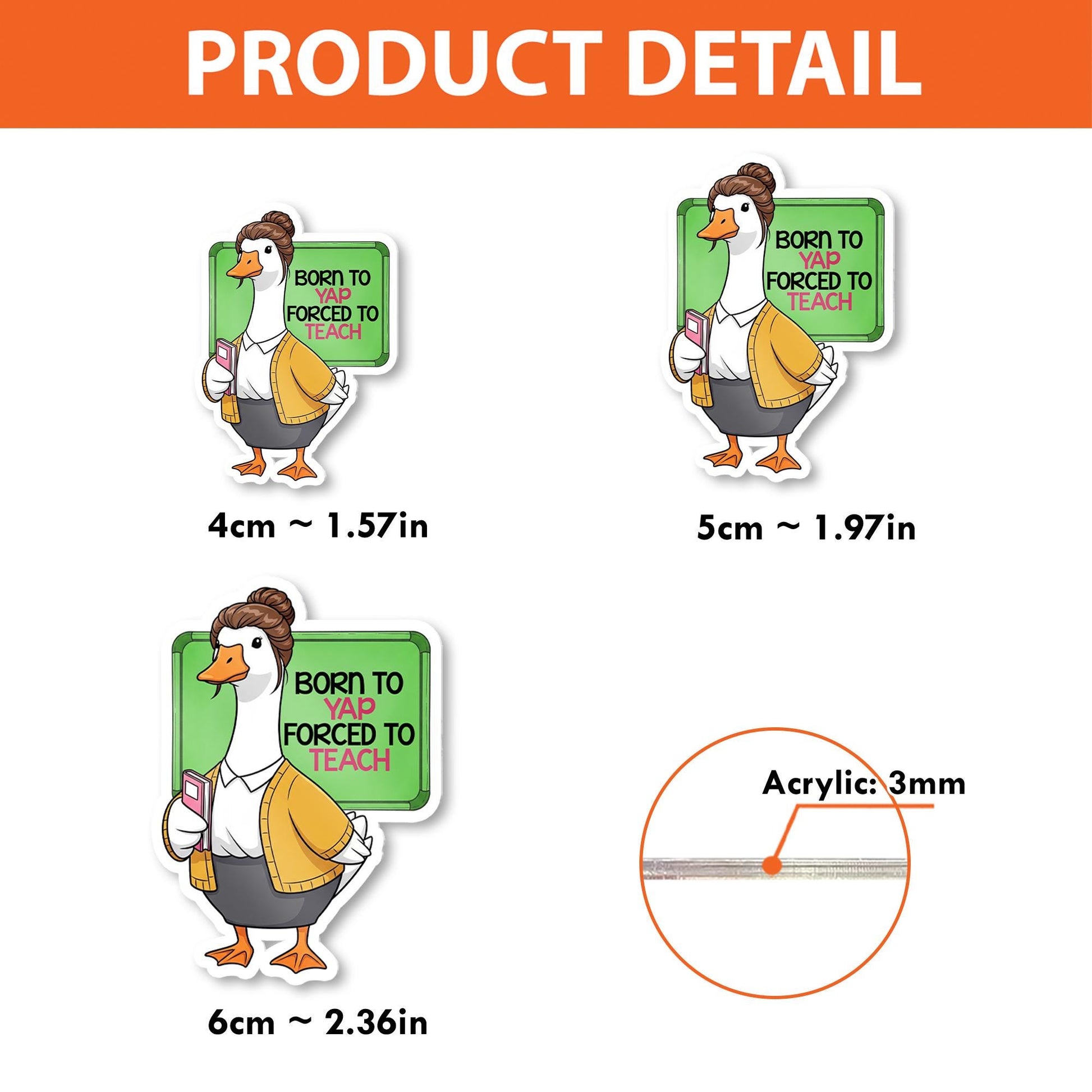 Funny Teacher Goose Badge Reel – “Born to Yap Forced to Teach” Cute ID Holder for Educators, Gift for Staff or Coworkers, Goose Badge Clip