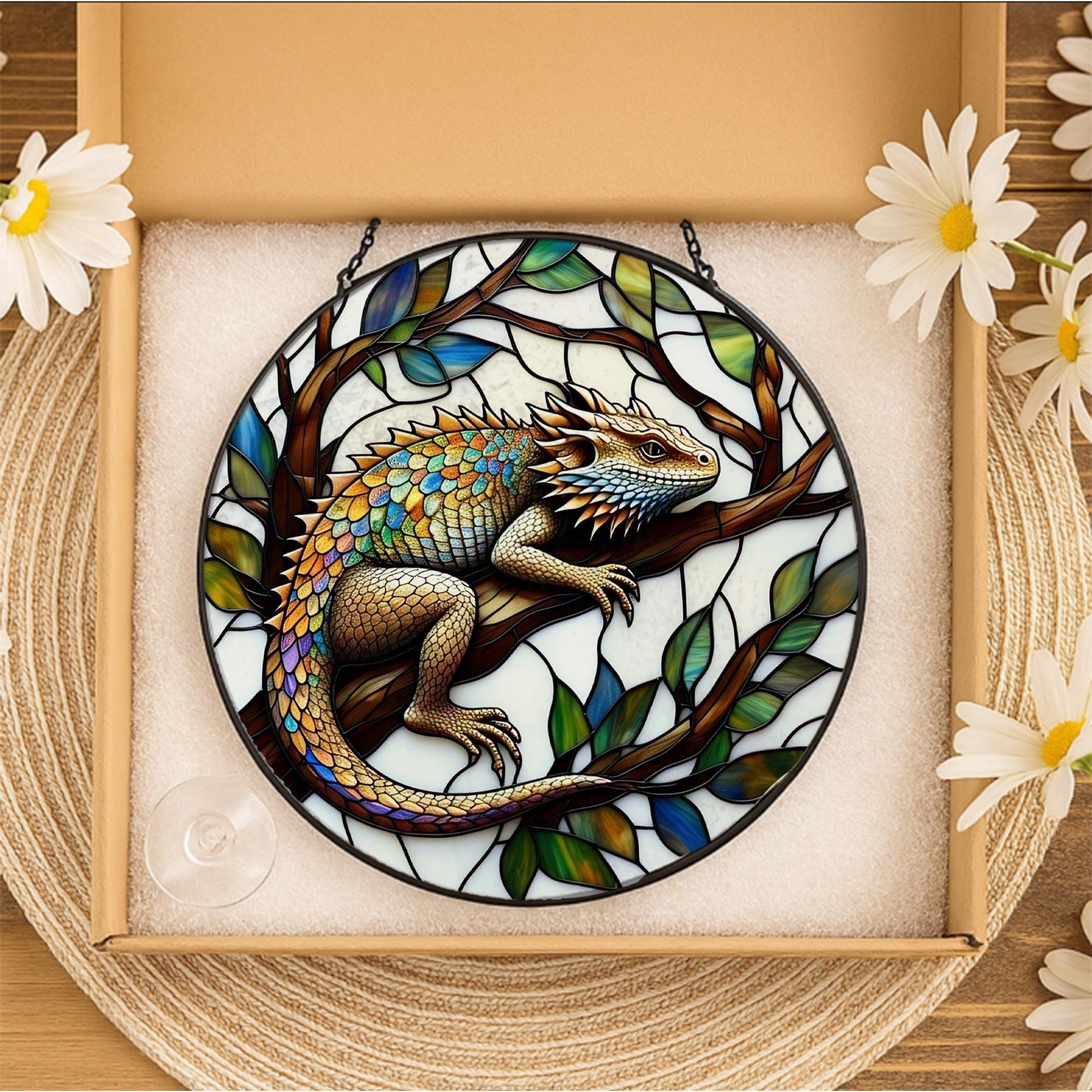 Bearded Dragon Glass Suncatcher – Lizard Window Decor, Reptile Lover Gift,  Terrarium Room Sun Catcher, Nature Lover Home Gift, Gift For Mom