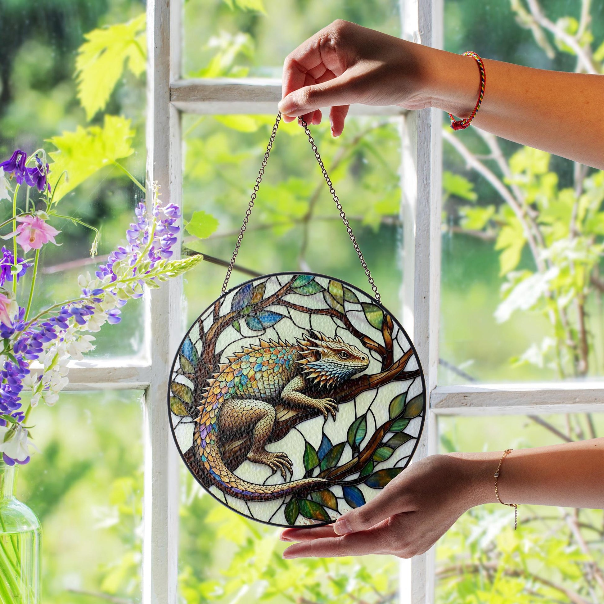 Bearded Dragon Glass Suncatcher – Lizard Window Decor, Reptile Lover Gift,  Terrarium Room Sun Catcher, Nature Lover Home Gift, Gift For Mom