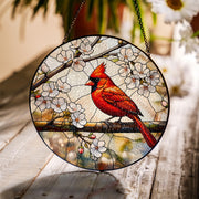 Cardinal Glass Suncatcher – Red Bird Glass Style Window Hanging, Spring Blossom Decor, Nature Gift for Bird Lovers, Home Gift, Gift For Mom