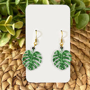 Monstera Earrings, Tropical Leaf Jewelry, Boho Plant Earrings, Nature-Inspired Accessories, Greenery Statement Earrings, Gift For Her / Mom