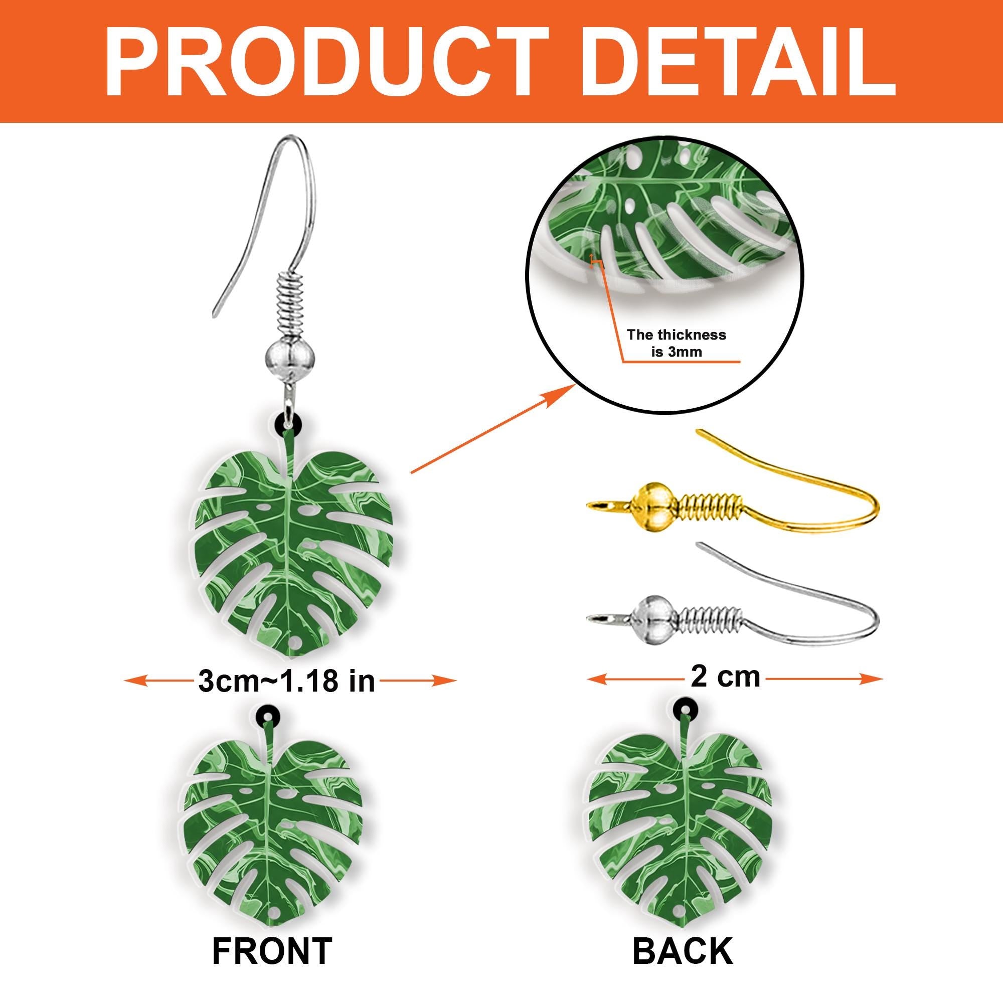 Monstera Earrings, Tropical Leaf Jewelry, Boho Plant Earrings, Nature-Inspired Accessories, Greenery Statement Earrings, Gift For Her / Mom