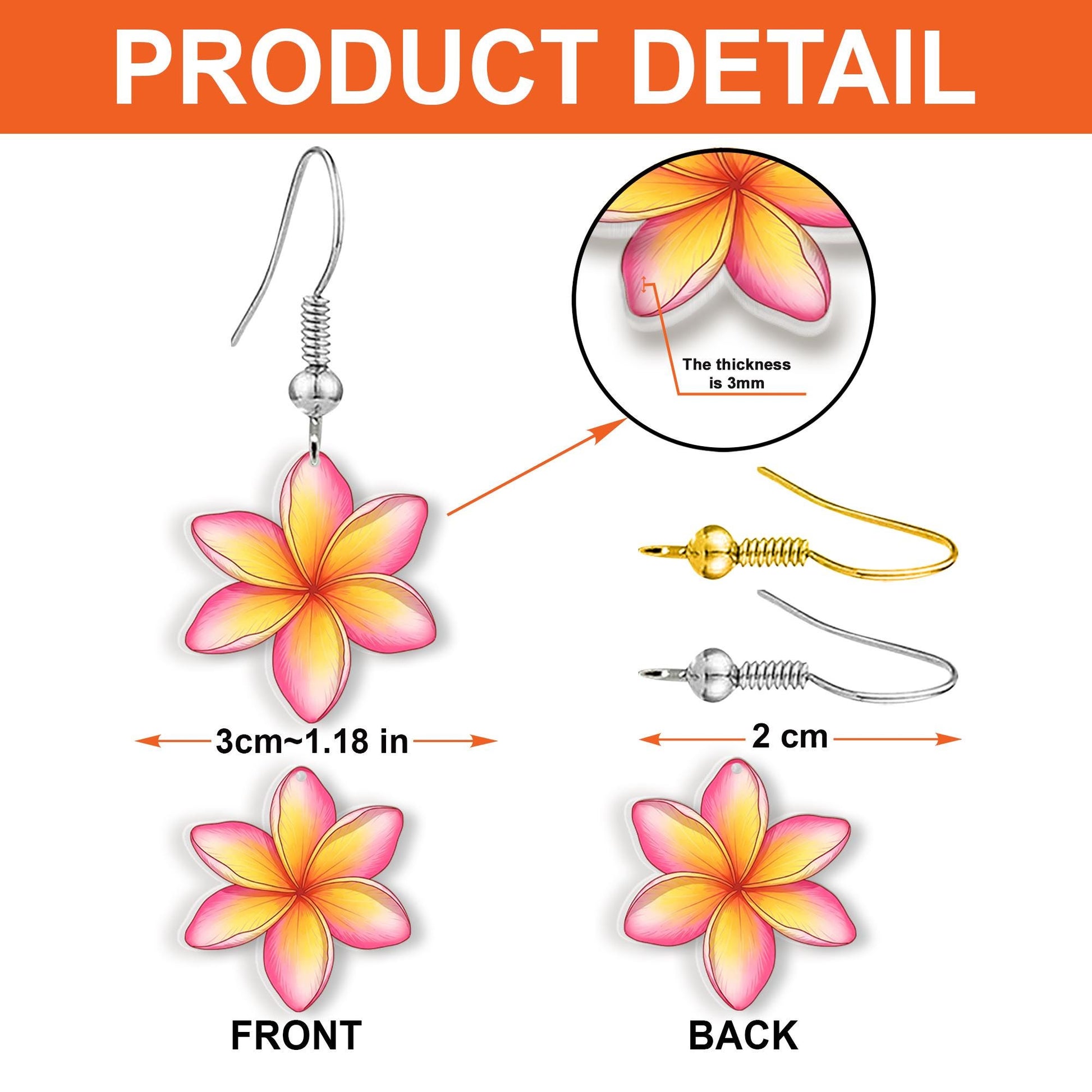 Plumeria Flower Earrings, Tropical Floral Jewelry, Boho Beach Earrings, Island Earrings, Hawaiian Flower Gift, Gift For Her / Mom / Grandma
