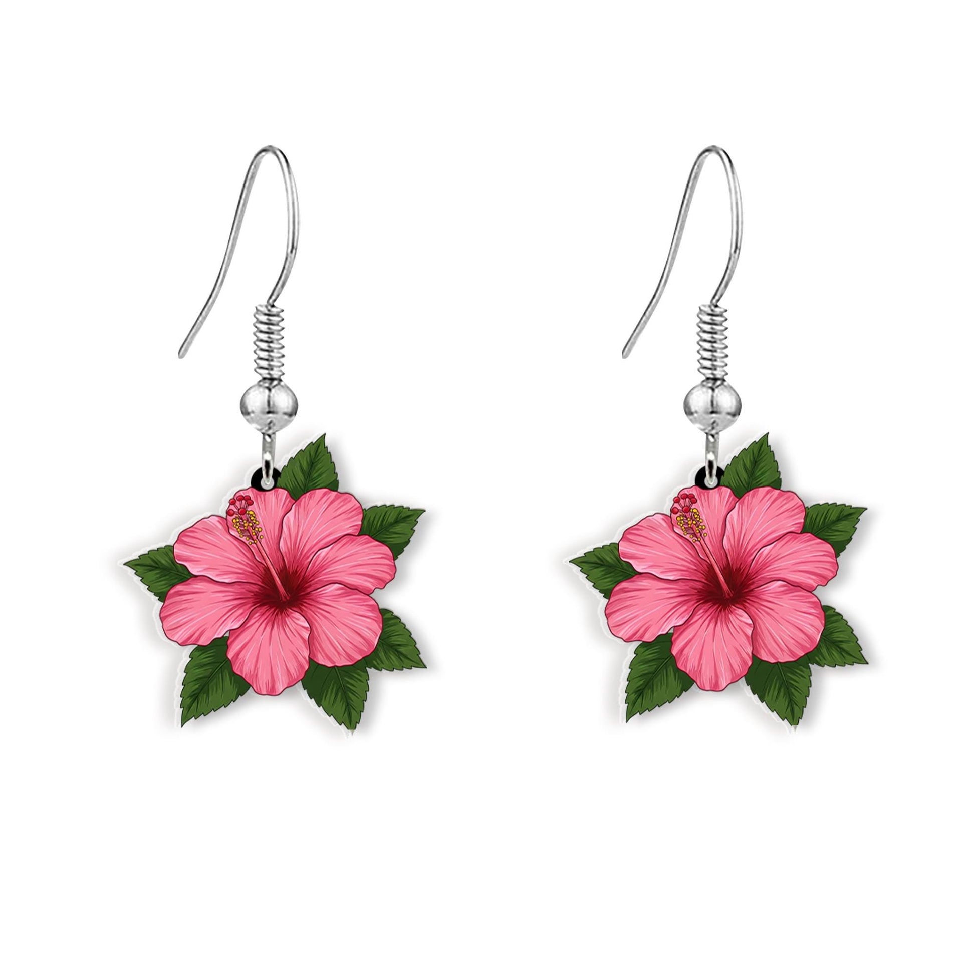 Hibiscus Flower Earrings, Tropical Floral Jewelry, Boho Statement Earrings, Island Earrings, Beach Vacation Gift, Gift For Her/Mom/Grandma