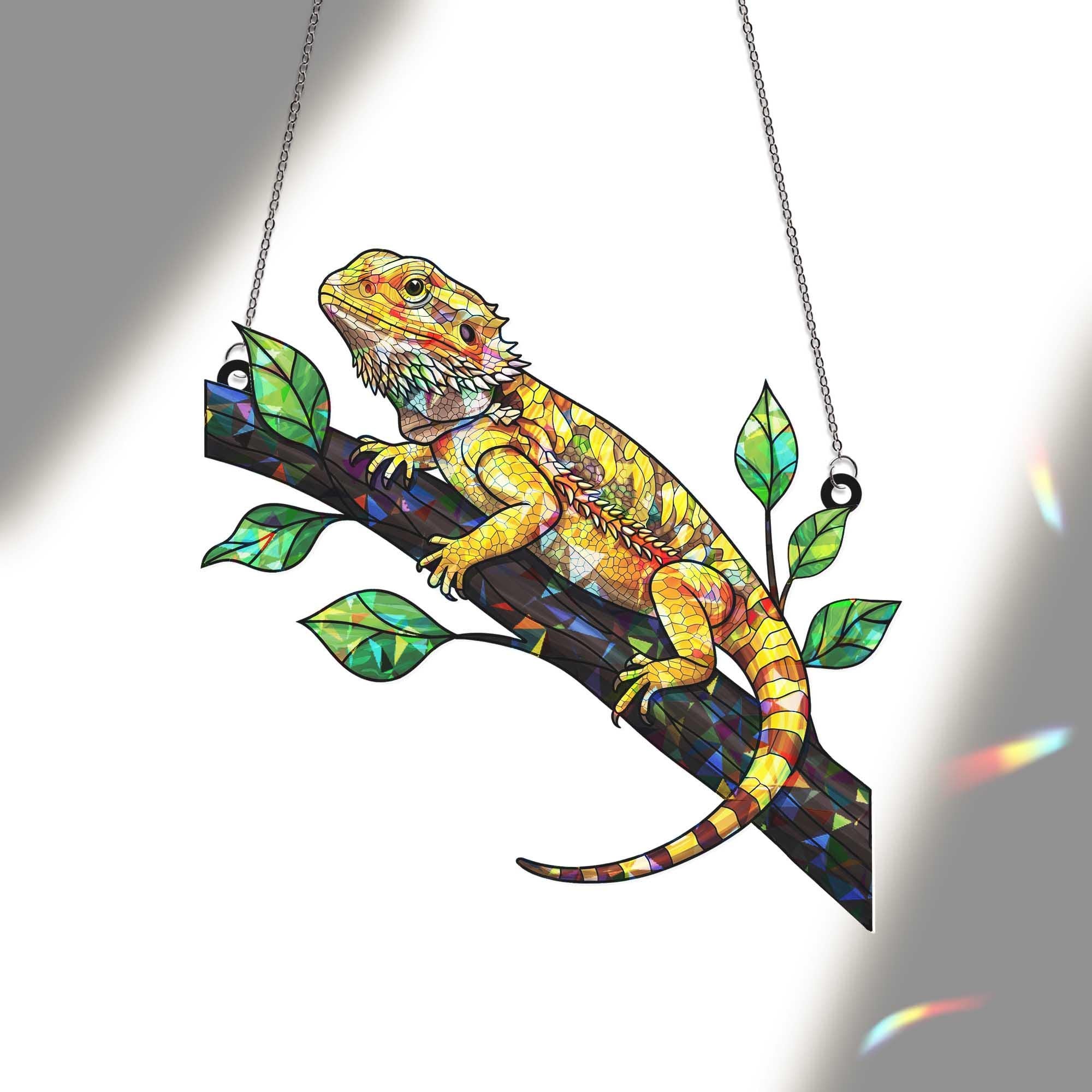 Acrylic Bearded Dragon Window Hanging, Lizard Suncatcher, Reptile Lover Gift, Lizard Decor, Nature Home Decor