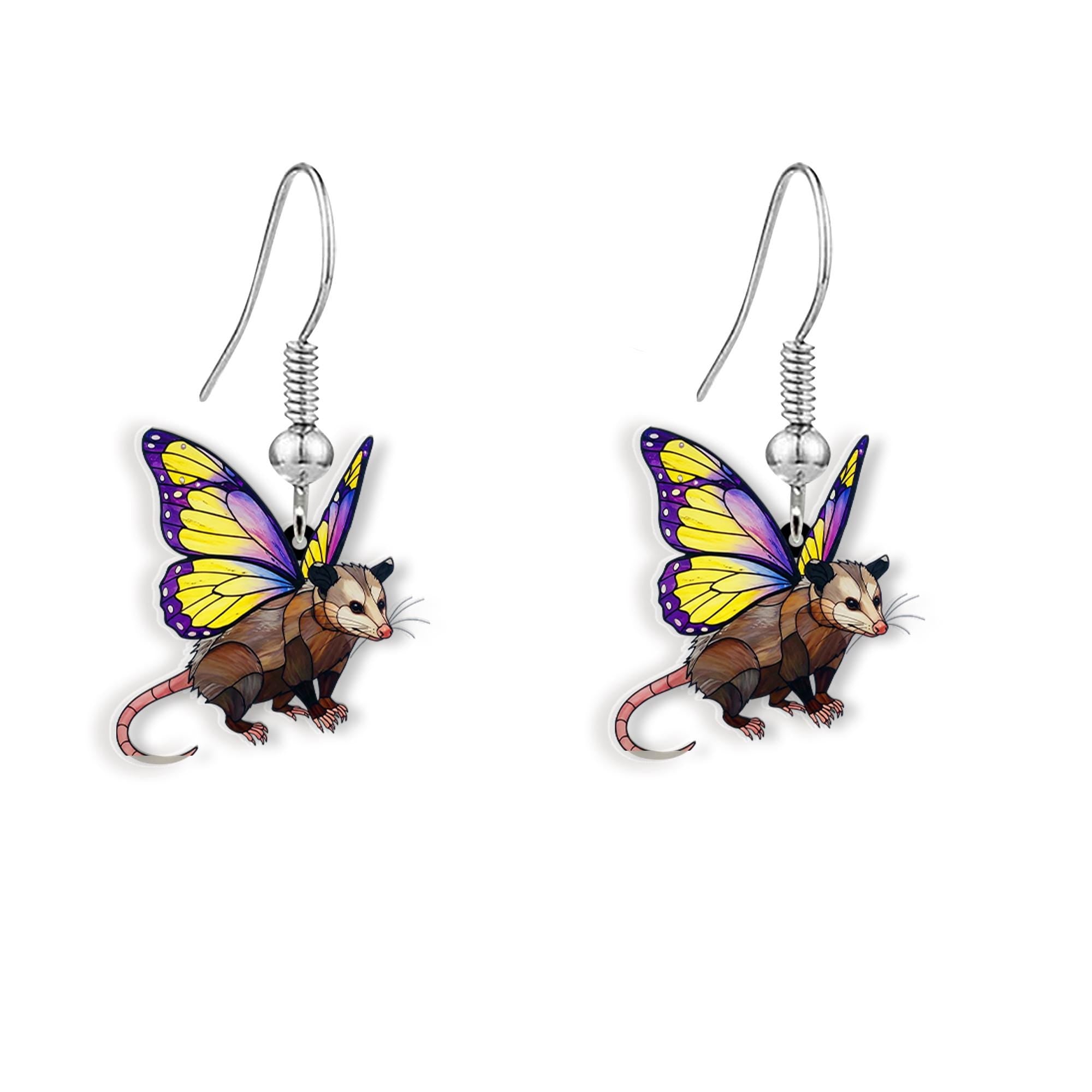 Fairy Opossum Earrings, Whimsical Animal Jewelry, Boho Fantasy Earrings, Woodland Gift, Cute Nature-Inspired Accessory, Gift For Her/ Mom