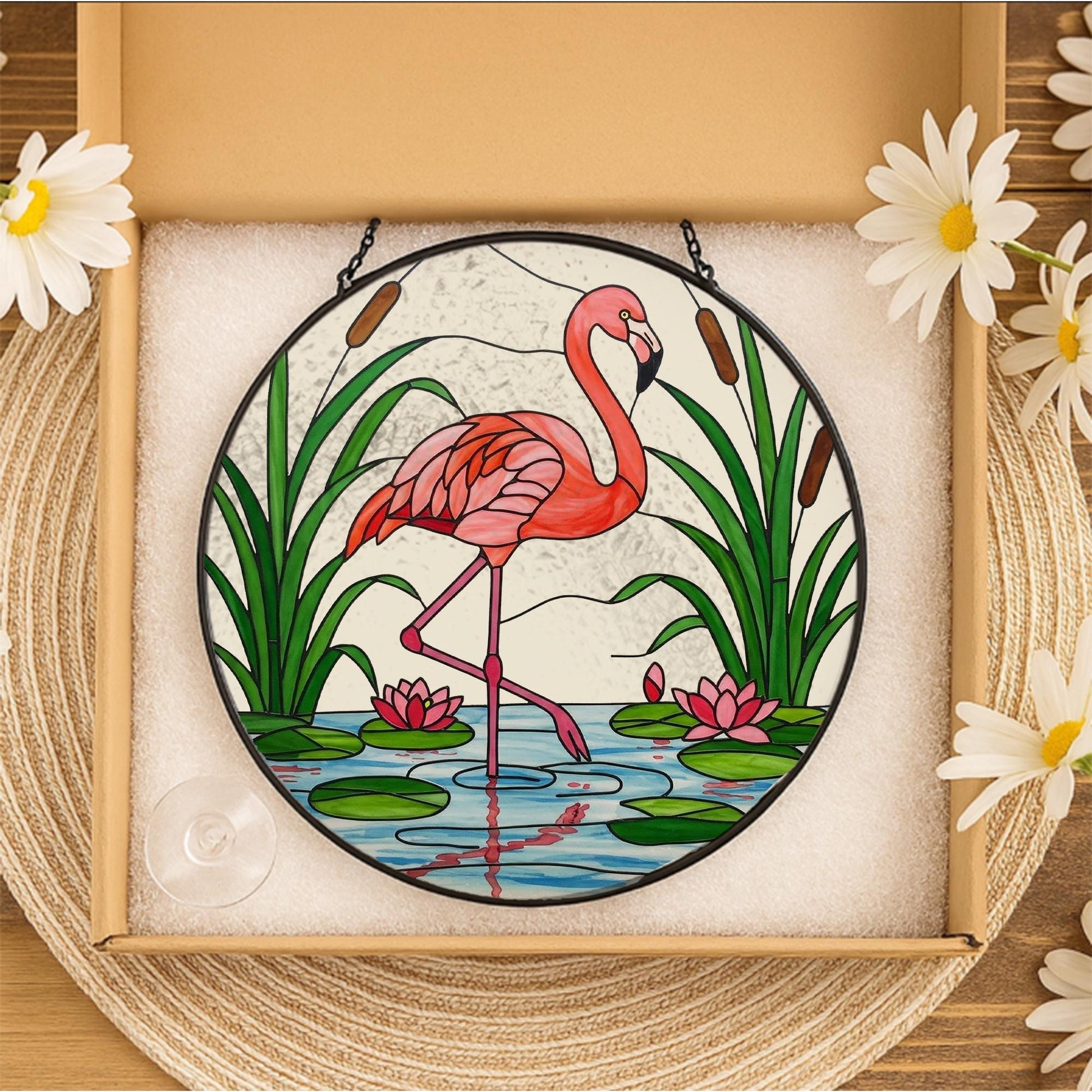 Flamingo Glass Suncatcher, Tropical Window Decor, Pink Bird Hanging Art, Beach House Decor, Boho Sun Catcher, Summer Gift, Summer Home Decor