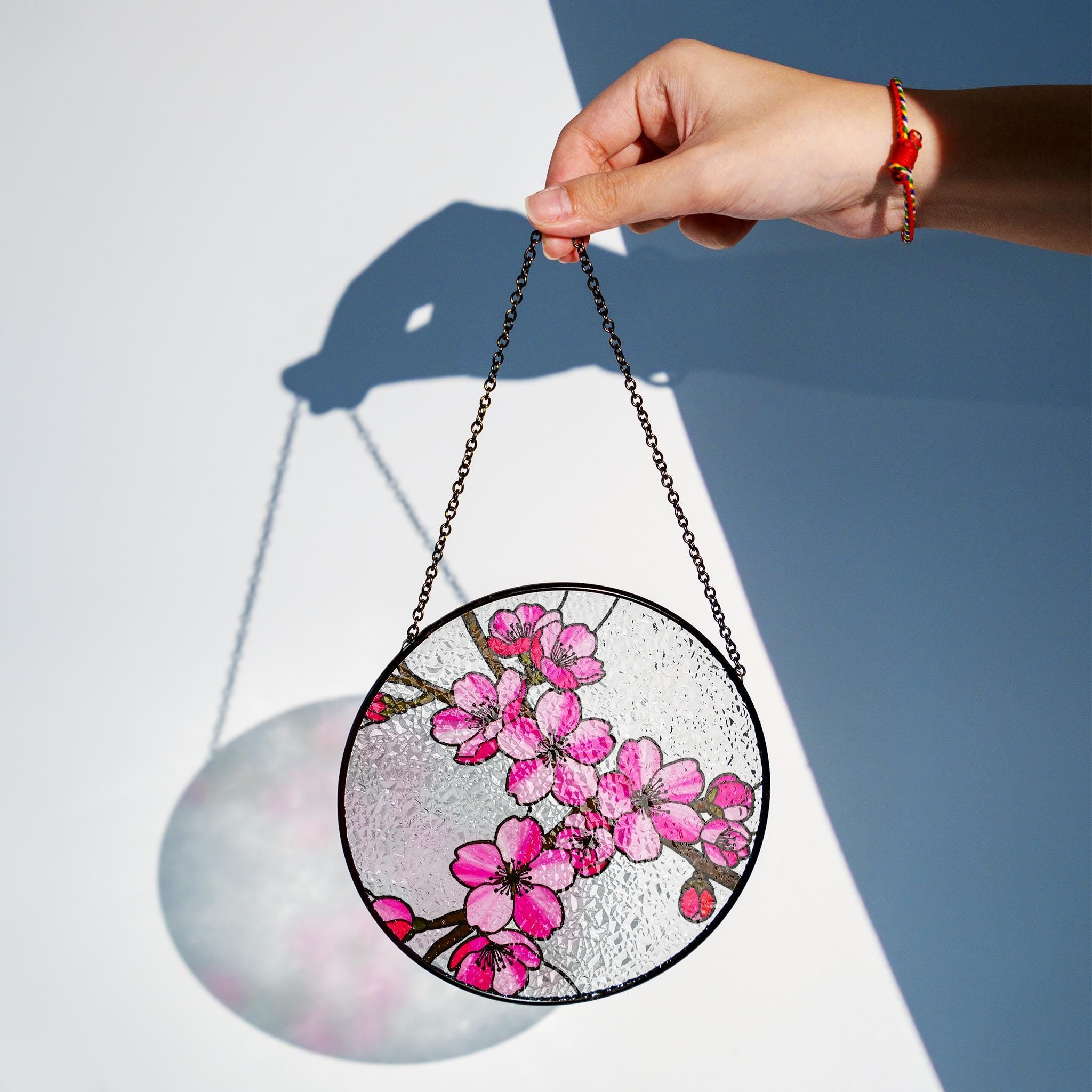 Cherry Blossom Glass Suncatcher, Sakura Window Hanging, Pink Floral Japanese Art, Nature Lover Home Decor, Unique Home Decor, Gift for Her