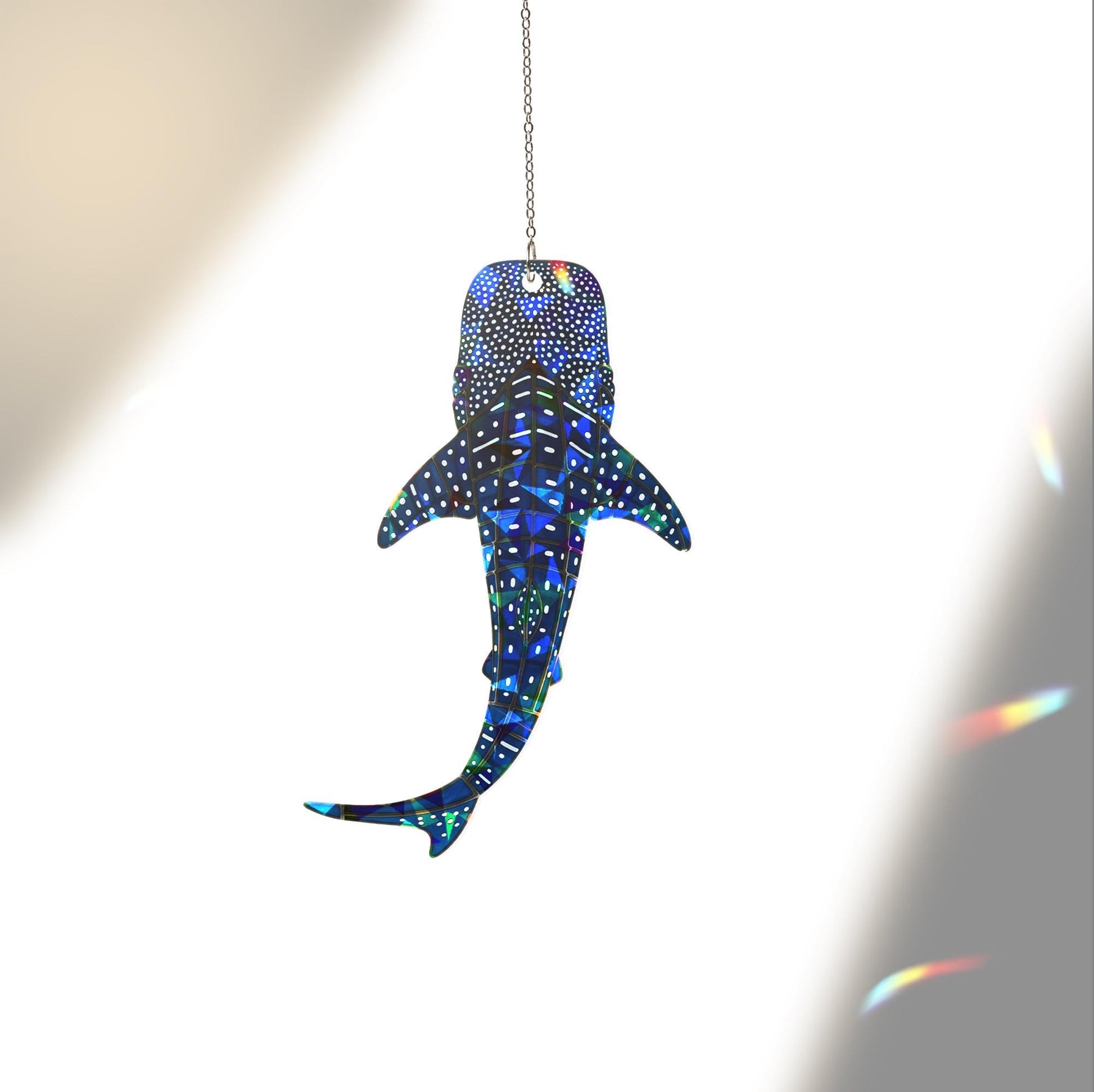 Hologram Whale Shark Suncatcher – Iridescent Acrylic Window Decor – Ocean Sea Life Gift, Sunlight Catcher, Marine Lover Ornament