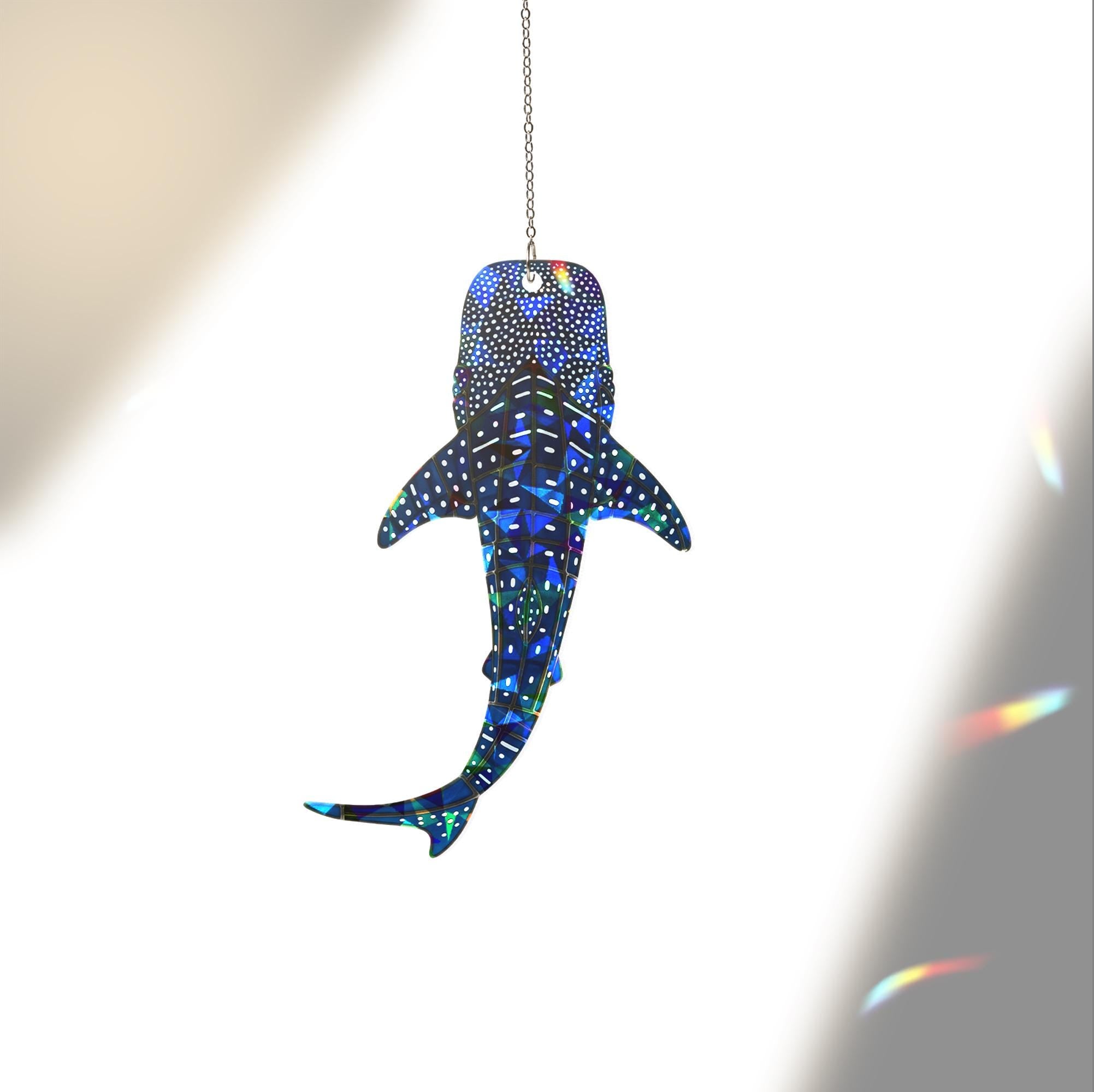 Hologram Whale Shark Suncatcher – Iridescent Acrylic Window Decor – Ocean Sea Life Gift, Sunlight Catcher, Marine Lover Ornament