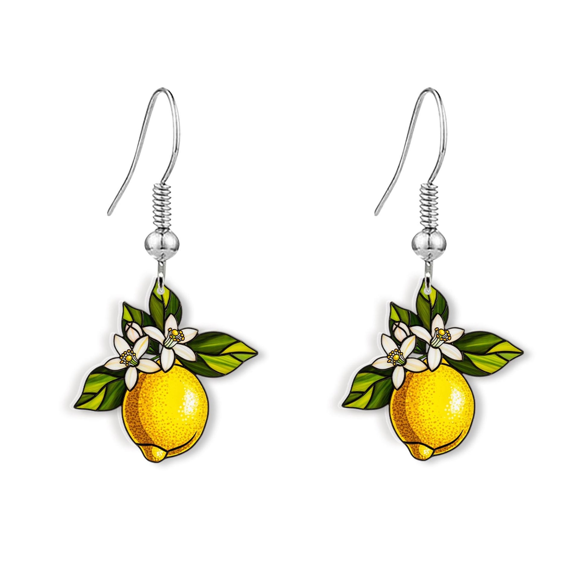 Lemon Dangle Earrings – Cute Citrus Fruit Jewelry – Summer Statement Earrings, Lemon Gift, Trendy Boho Style Accessories