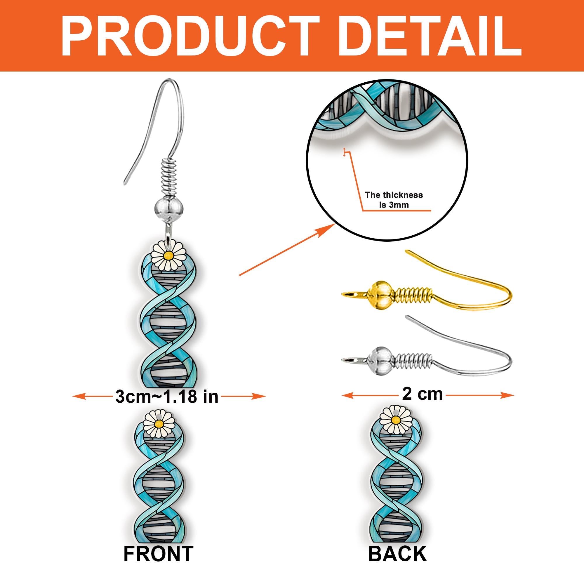 DNA Helix Earrings – Science Teacher Gift – Geeky Summer Jewelry, Biology Themed Dangle Earrings, Fun Lab Nerd Accessory