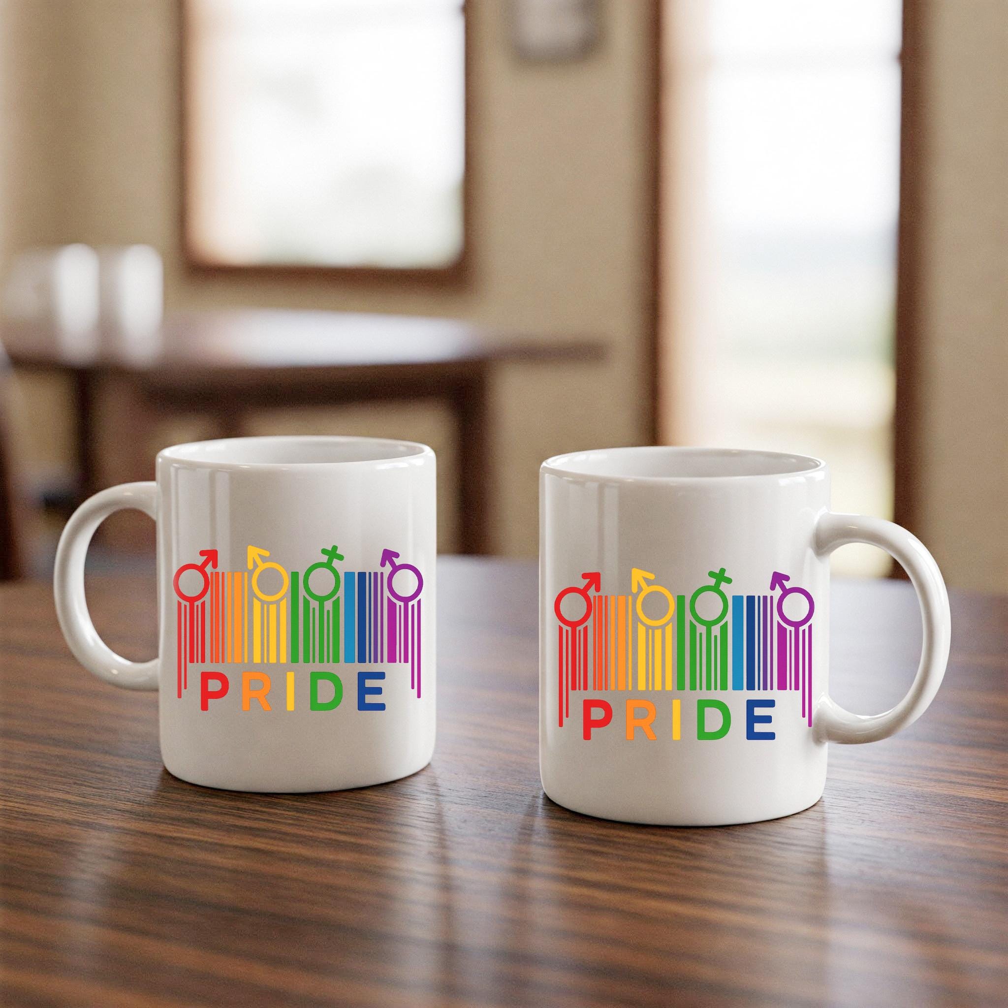 Rainbow Gender Symbols Pride Mug | LGBTQ+ Coffee Cup | Inclusive Pride Month Gift | Colorful Equality Mug | Gay Lesbian Drinkware