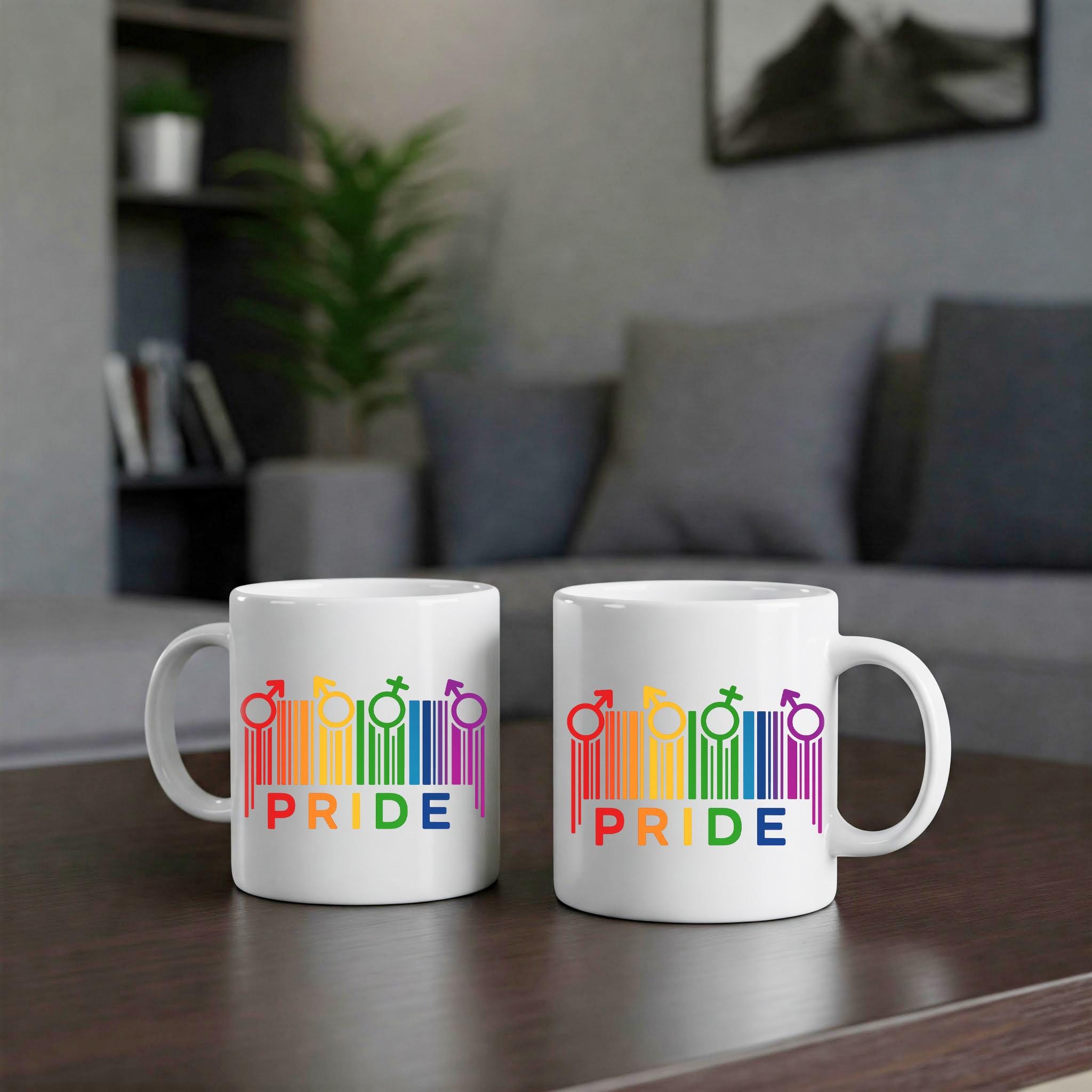 Rainbow Gender Symbols Pride Mug | LGBTQ+ Coffee Cup | Inclusive Pride Month Gift | Colorful Equality Mug | Gay Lesbian Drinkware
