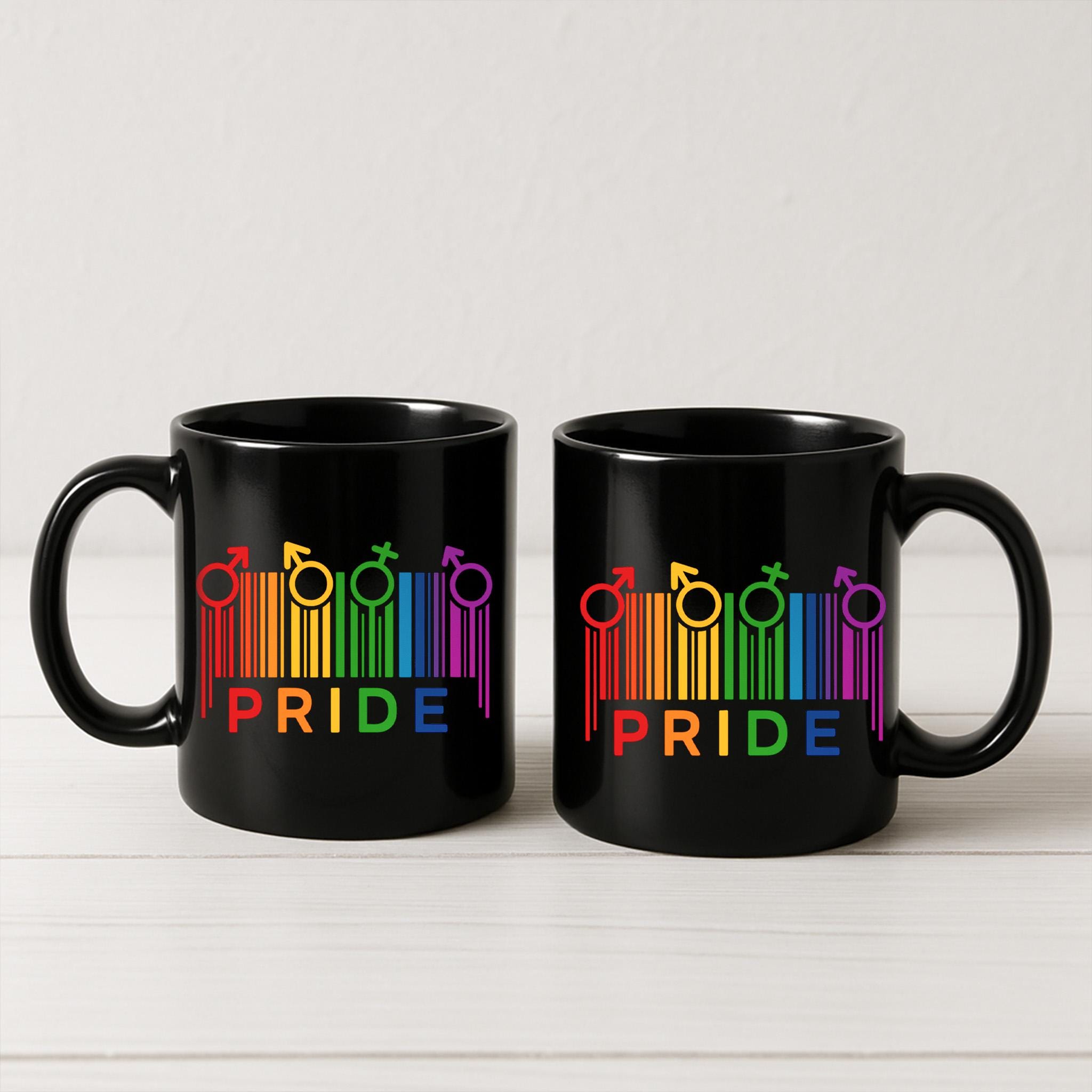 Rainbow Gender Symbols Pride Mug | LGBTQ+ Coffee Cup | Inclusive Pride Month Gift | Colorful Equality Mug | Gay Lesbian Drinkware