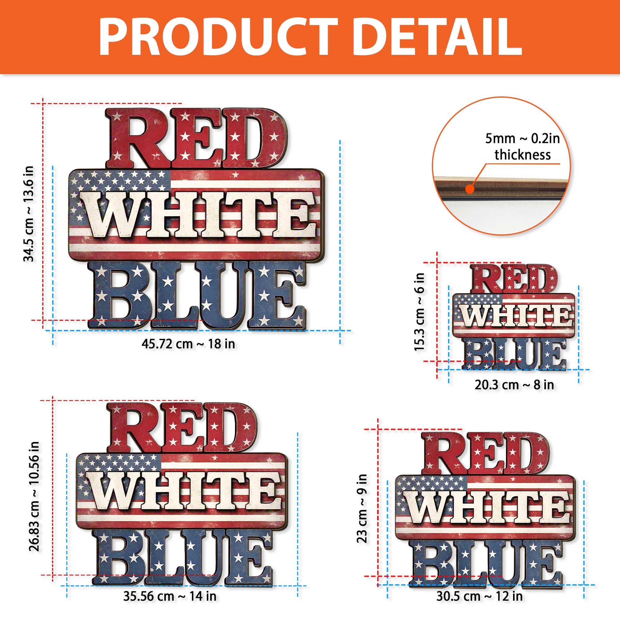 Red White Blue Door Sign, Patriotic Wooden Hanger, 4th of July Decor, USA Flag Wall Sign, Americana Porch Decor, Independence Day