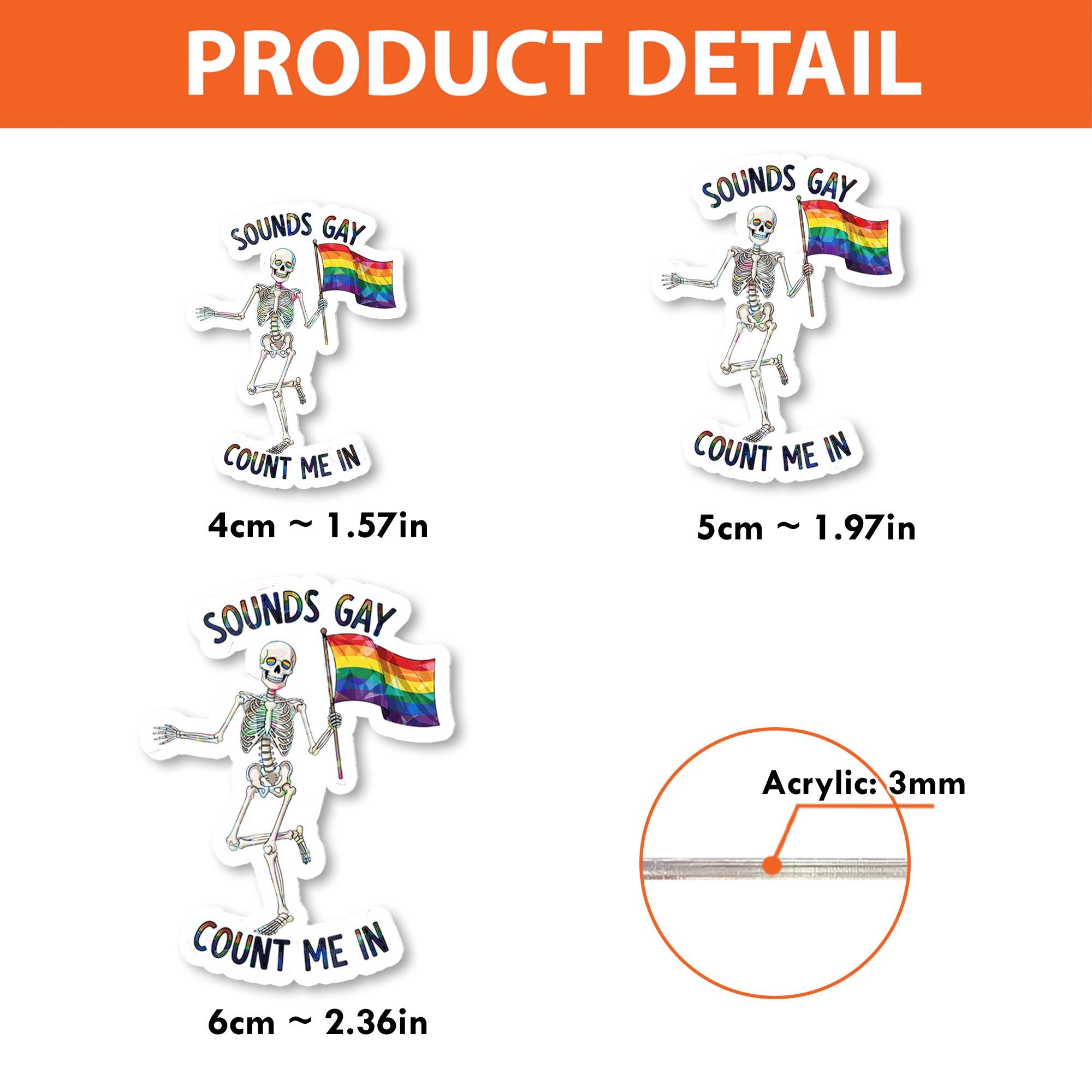 Sounds Gay Count Me In Badge Reel | Funny LGBTQ+ Pride ID Holder | Rainbow Skeleton Clip | Queer Nurse Gift | Pride Month Badge