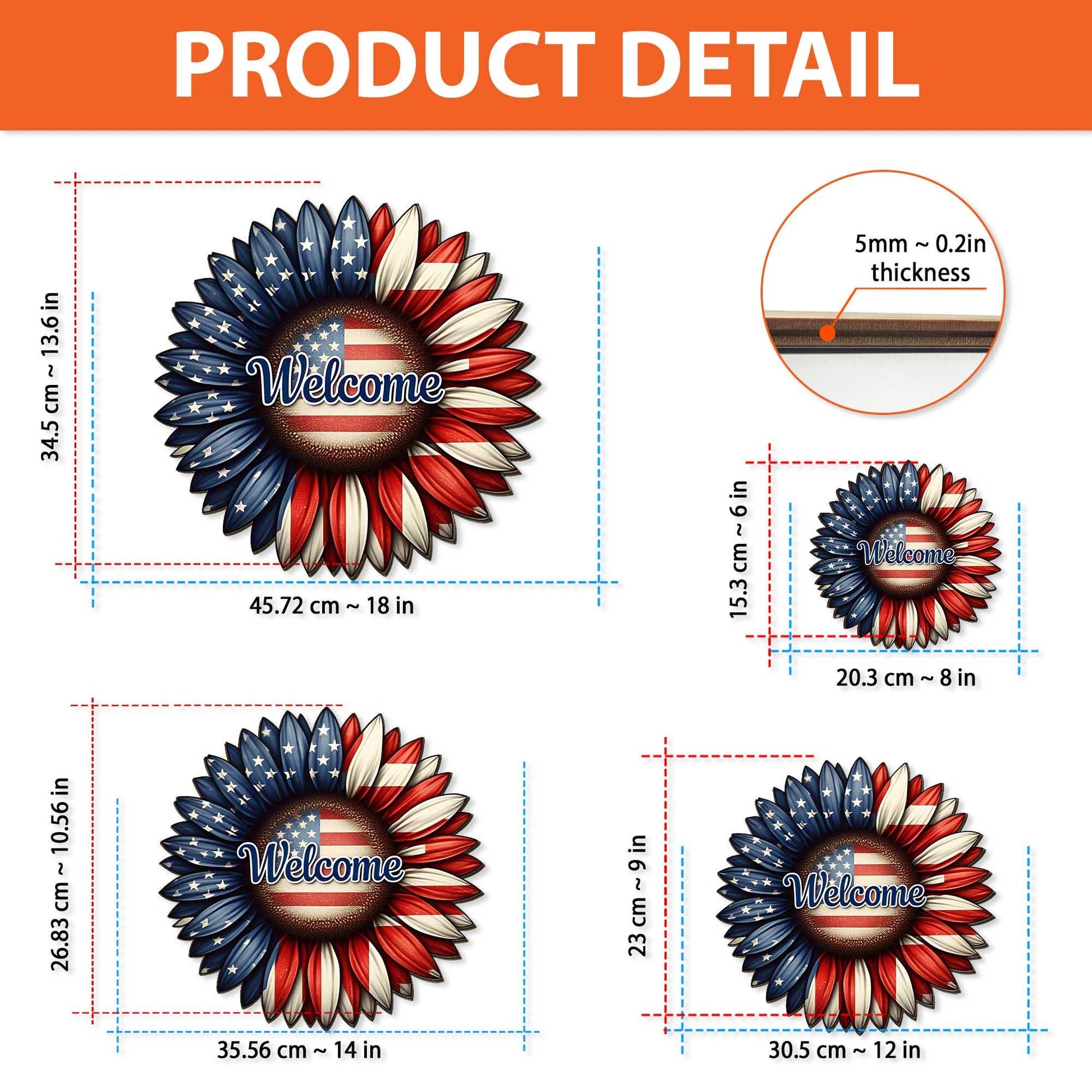 Patriotic Welcome Wreath, 4th of July Door Hanger, Americana Front Porch Sign, Red White Blue Flower Decor, Independence Day