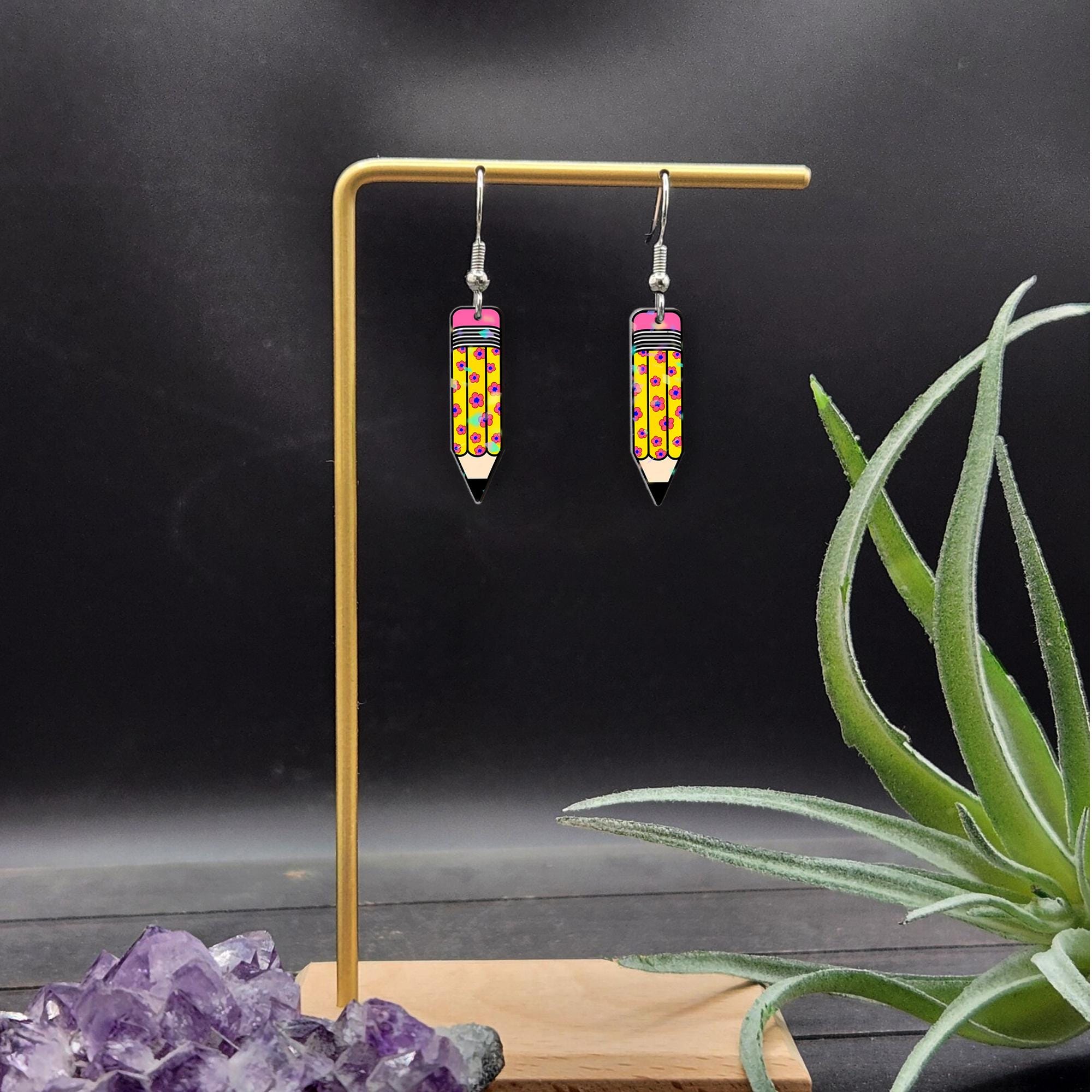 Teacher Pencil Earrings – Fun Summer Gift for Educators, Cute Back to School Jewelry, Colorful Teacher Appreciation Accessory