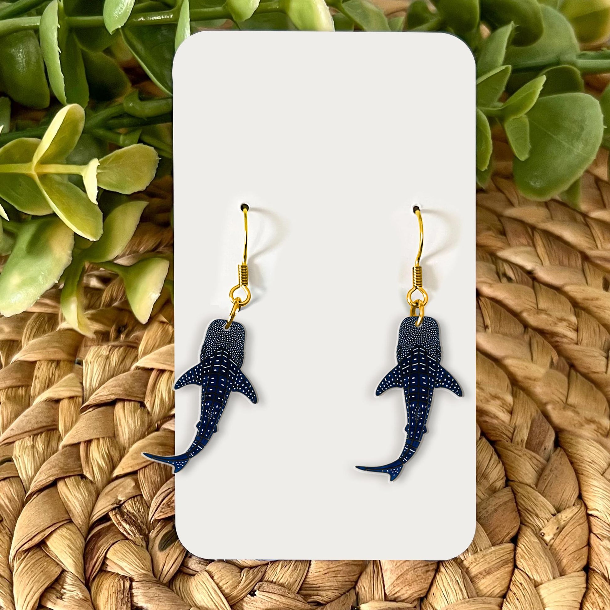 Whale Shark Earrings – Ocean Lover Jewelry, Marine Animal Dangle Earrings, Sea Life Gift, Cute Summer Beach Accessory for Divers