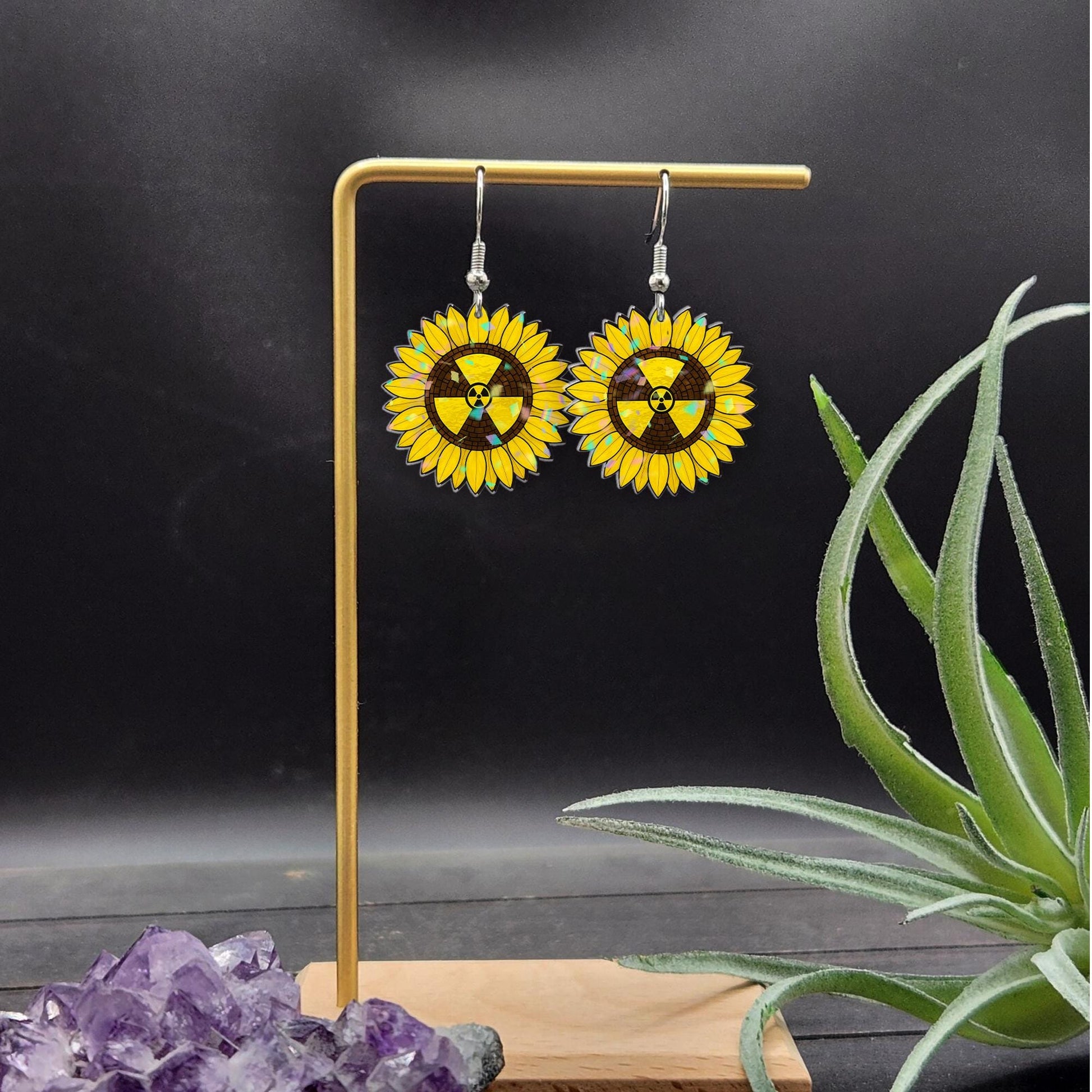 Rad Tech Earrings – Radiation Symbol Sunflower Jewelry for X-Ray Techs, Radiology Gift, Radiologic Technologist Appreciation