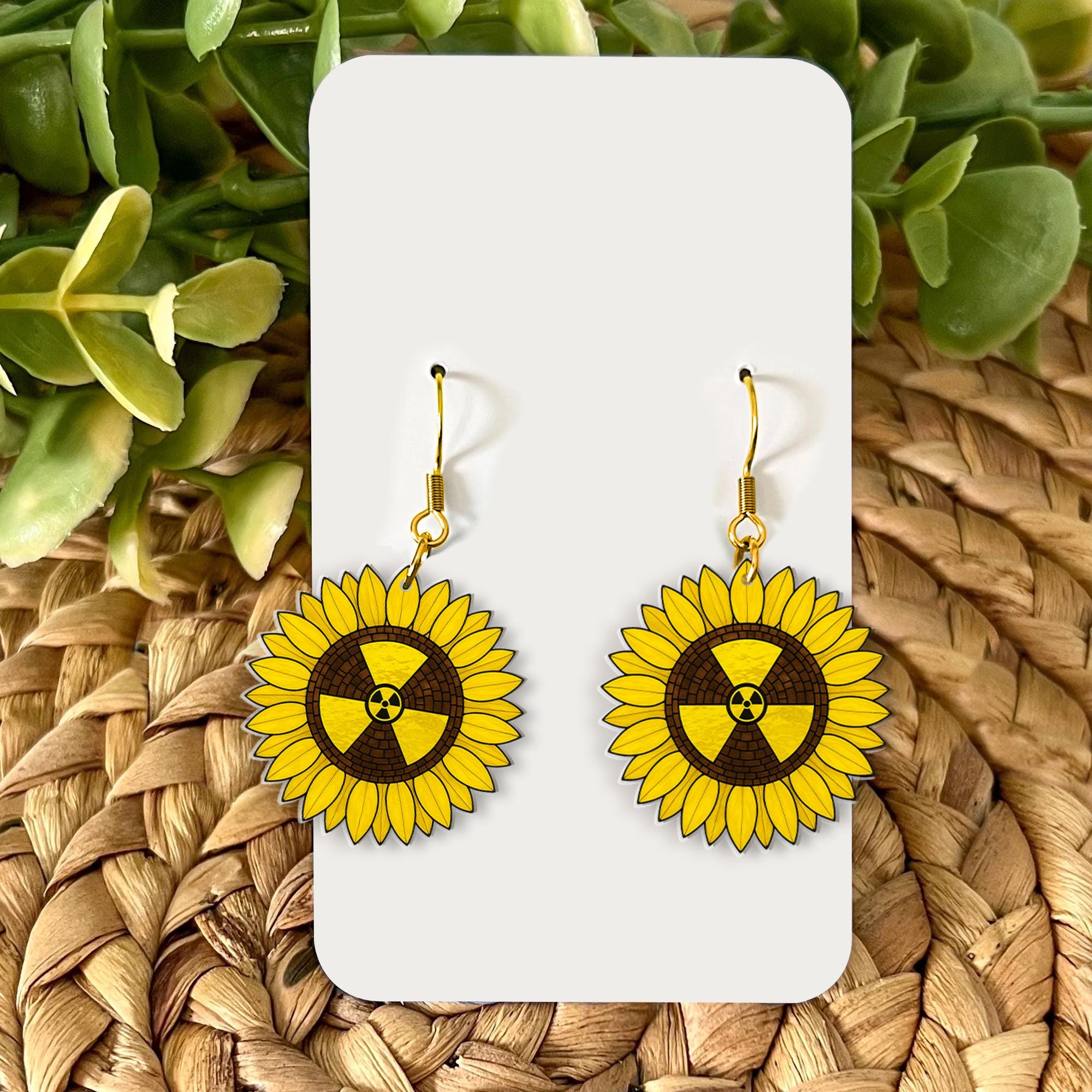 Rad Tech Earrings – Radiation Symbol Sunflower Jewelry for X-Ray Techs, Radiology Gift, Radiologic Technologist Appreciation