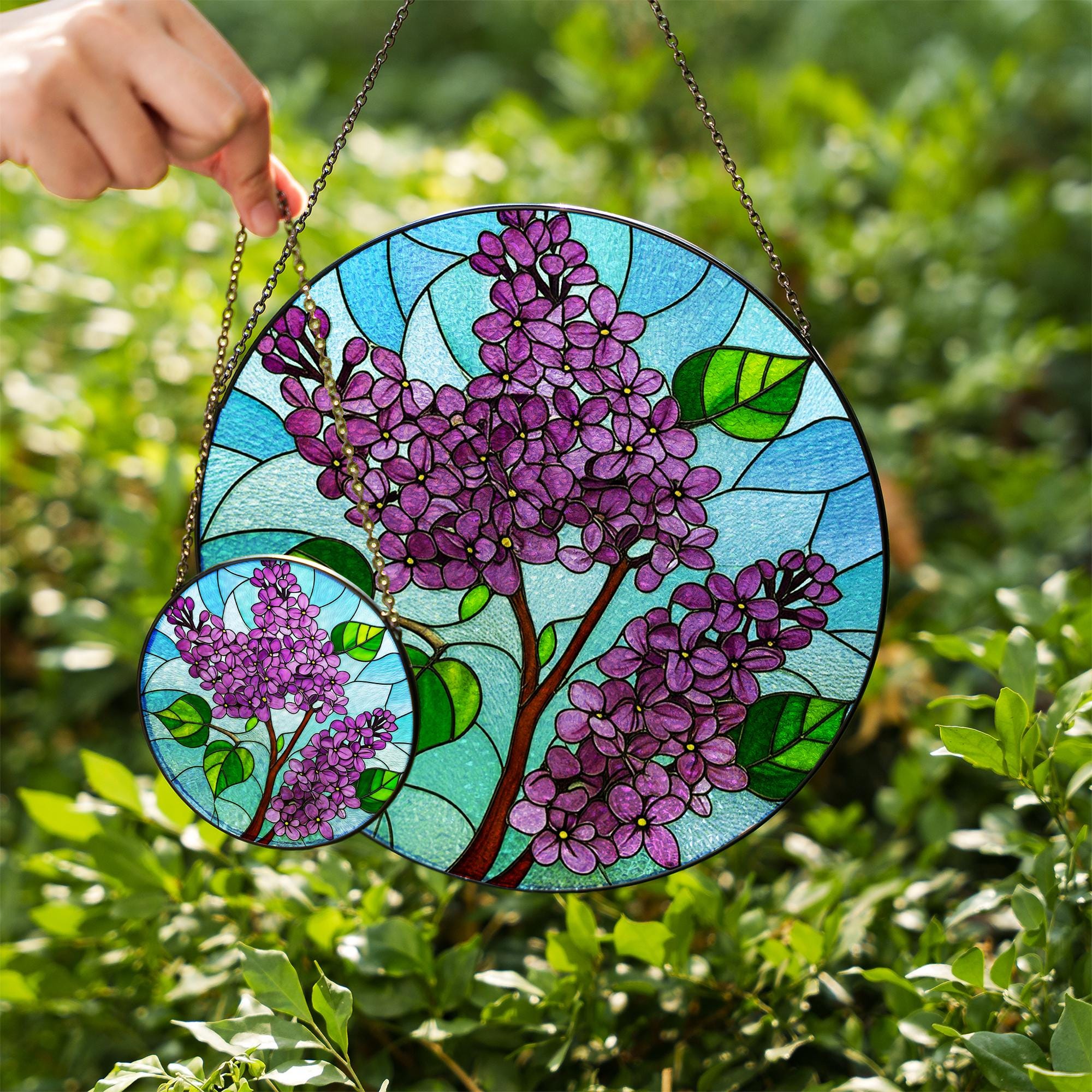 Lilac Flower Glass Suncatcher – Purple Blossom Window Decor Gift for Mom, Gardeners, and Nature Inspired Spring Homes