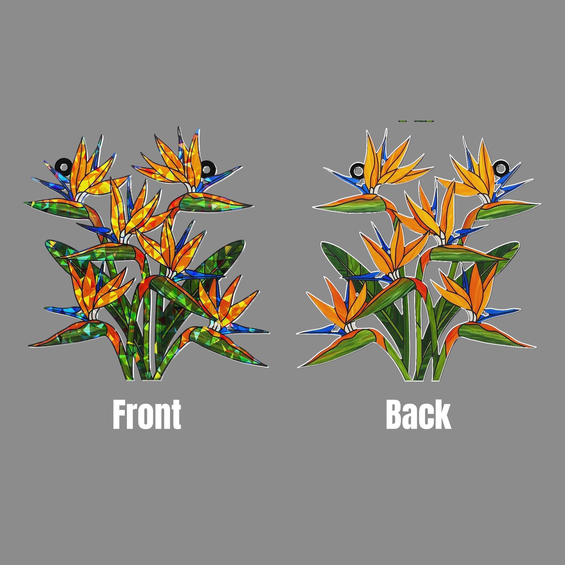 Bird of Paradise Hologram Ornament- Floral ACRYLIC Window Hanging Decor, Tropical Flower Art for Home and Garden, Tropical Summer Home Decor