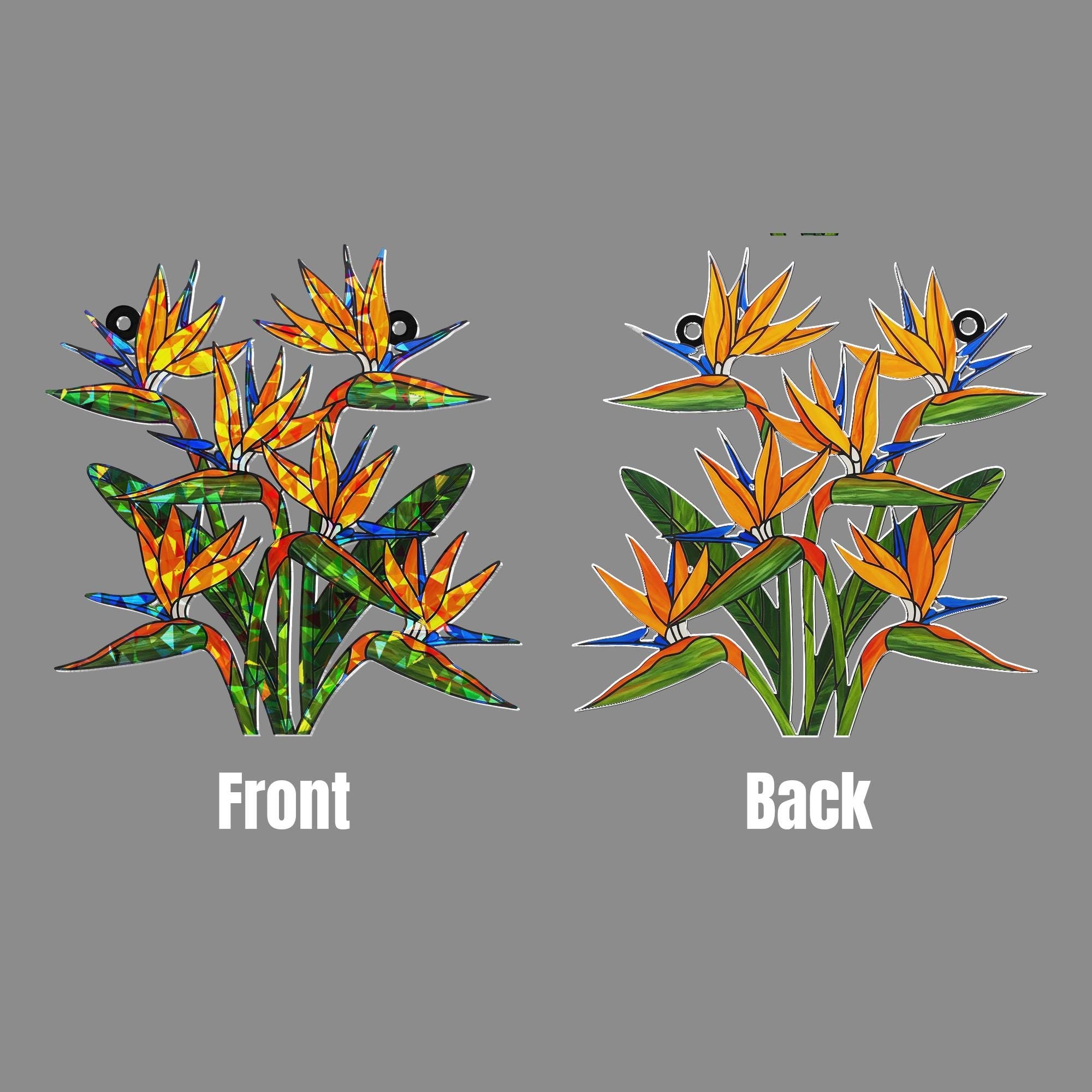 Bird of Paradise Hologram Ornament- Floral ACRYLIC Window Hanging Decor, Tropical Flower Art for Home and Garden, Tropical Summer Home Decor