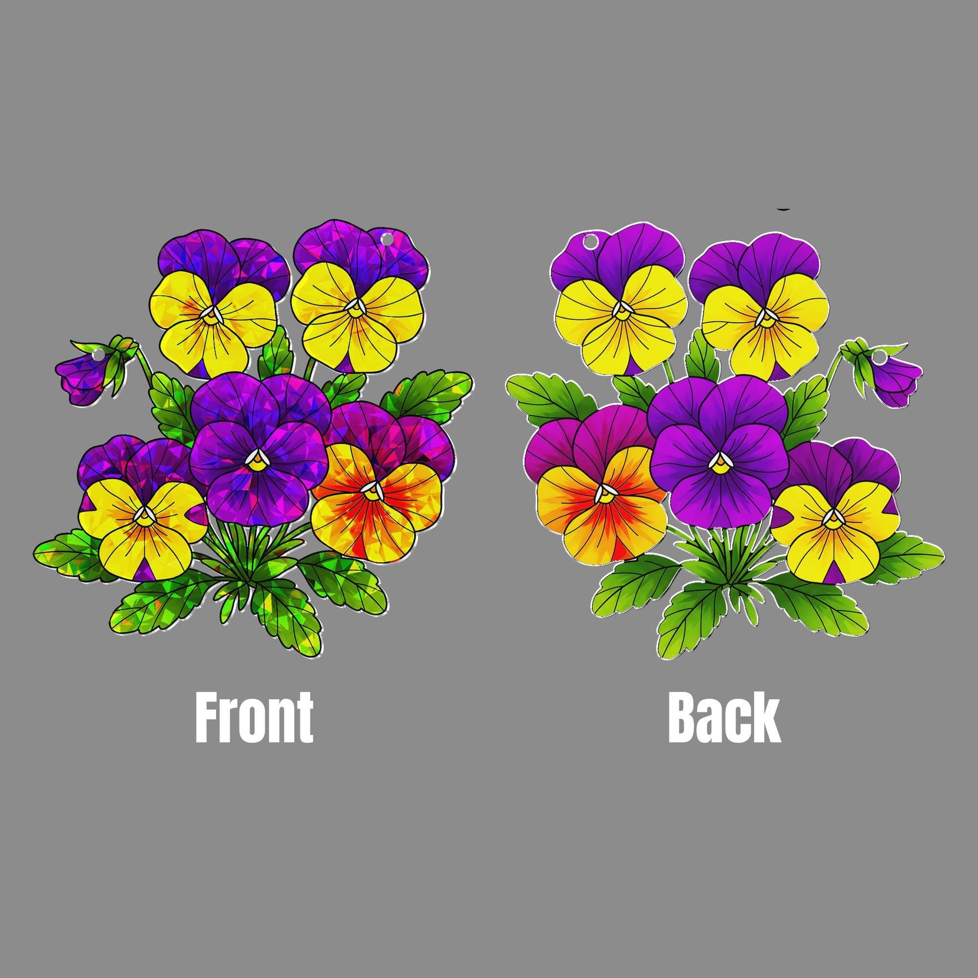 Pansy Hologram Acrylic Window Hanging - Colorful Floral Ornament for Home Decor - Cheerful Flower Ornament - Perfect Gift for Flower Lovers