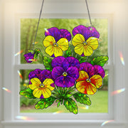 Pansy Hologram Acrylic Window Hanging - Colorful Floral Ornament for Home Decor - Cheerful Flower Ornament - Perfect Gift for Flower Lovers