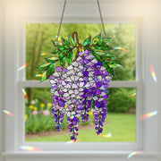 Wisteria Branch Bouquet Holographic Suncatcher – Acrylic Window Hanging Gift for Garden Lovers & Floral Decor Fans gift for mom
