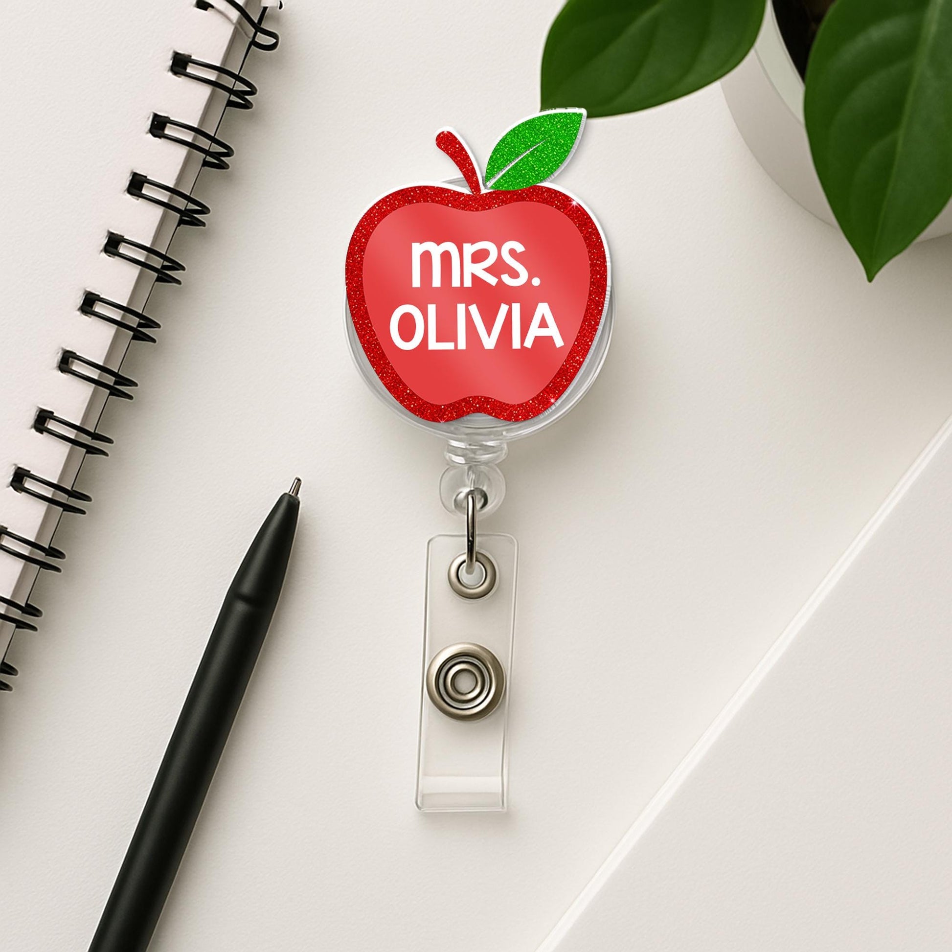 Custom Teacher Badge Reel, Personalized Apple ID Holder, Back to School Gift, Cute Name Tag, Teacher Lanyard Accessory, Teacher Appreciation