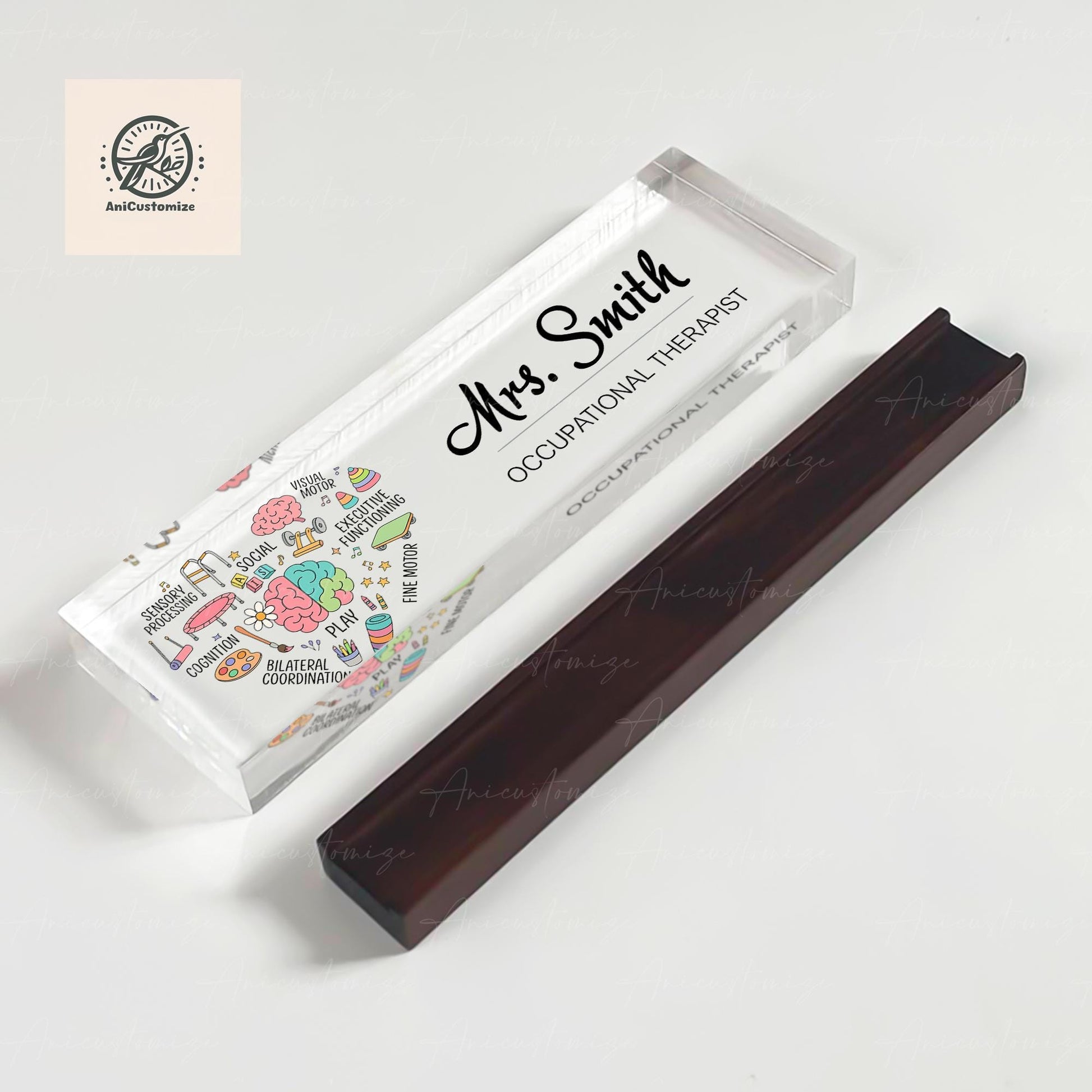 Occupational Therapist Name Plaque, Custom Desk Sign, End Of Year Gift, OT Office Decor, Personalized Acrylic Nameplate