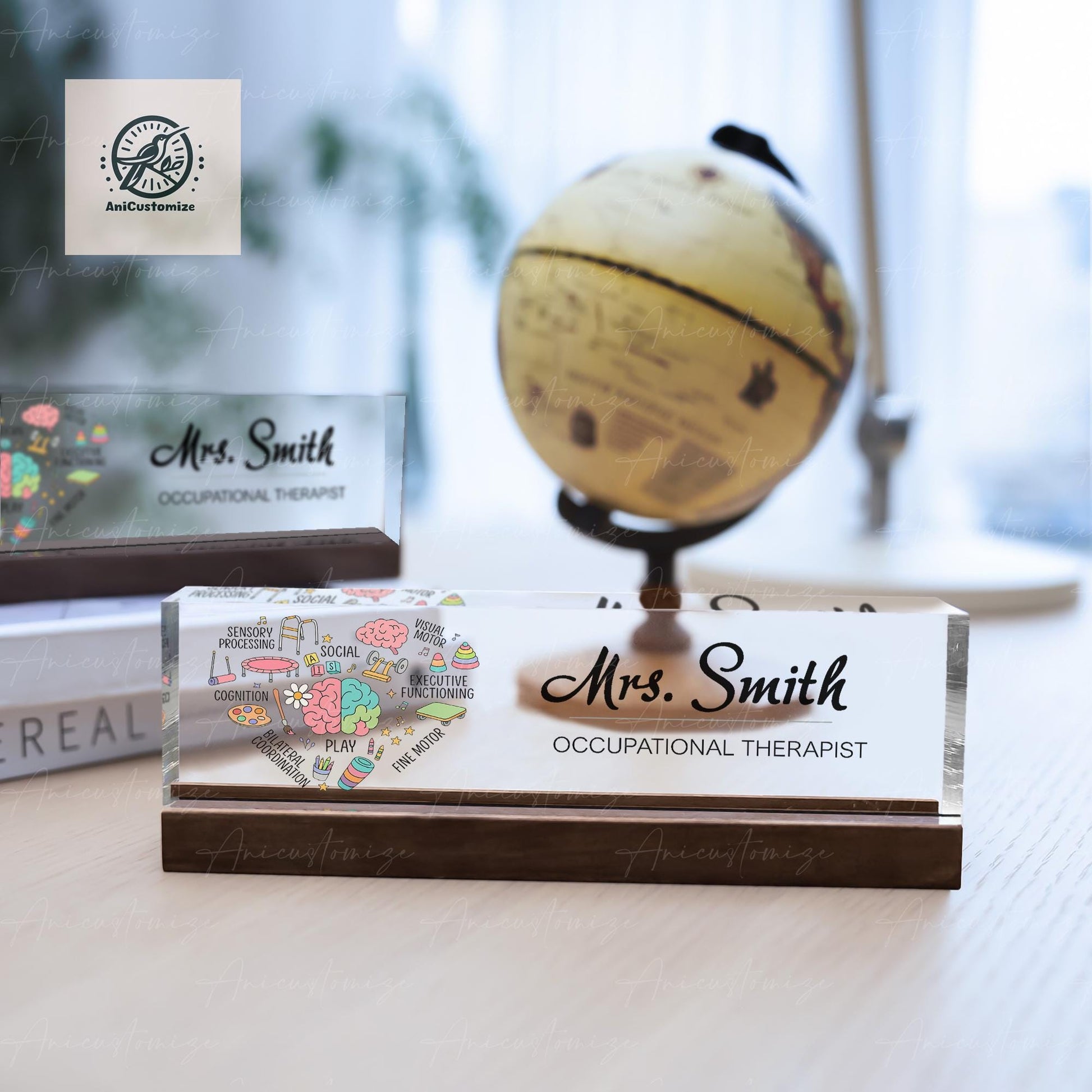 Occupational Therapist Name Plaque, Custom Desk Sign, End Of Year Gift, OT Office Decor, Personalized Acrylic Nameplate